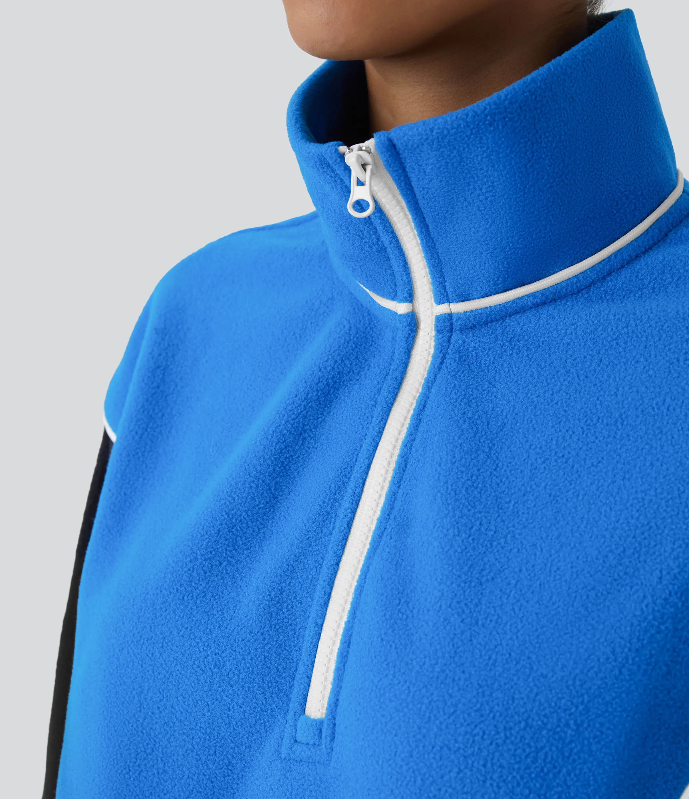 Halara Sudadera polar cuello alto media cremallera manga larga bloque color - Elegant Blue - M sold by Halara product image thumbnail 5