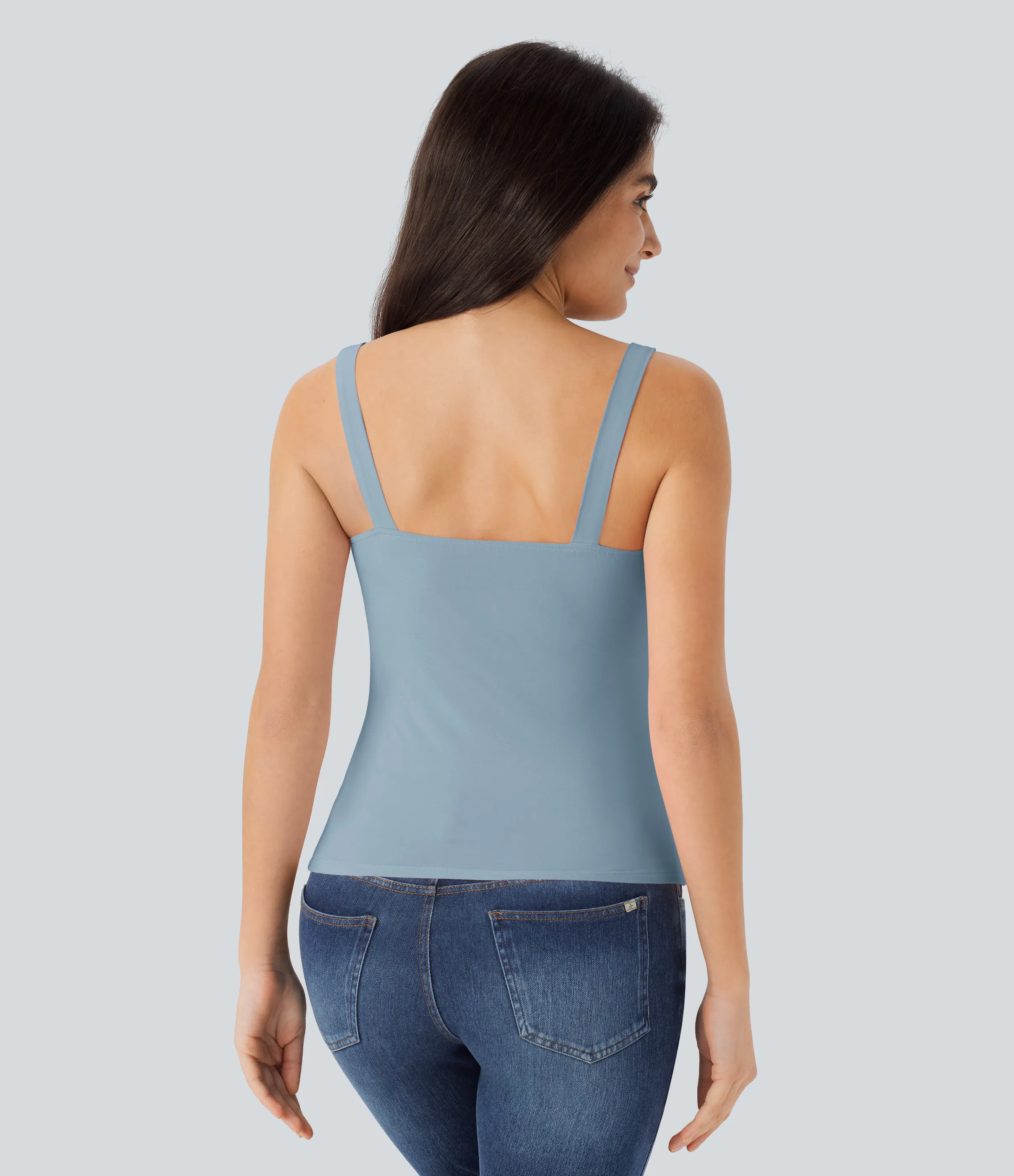 Halara Top sin mangas sin espalda fruncido - Ashley Blue - S sold by Halara product image thumbnail 3