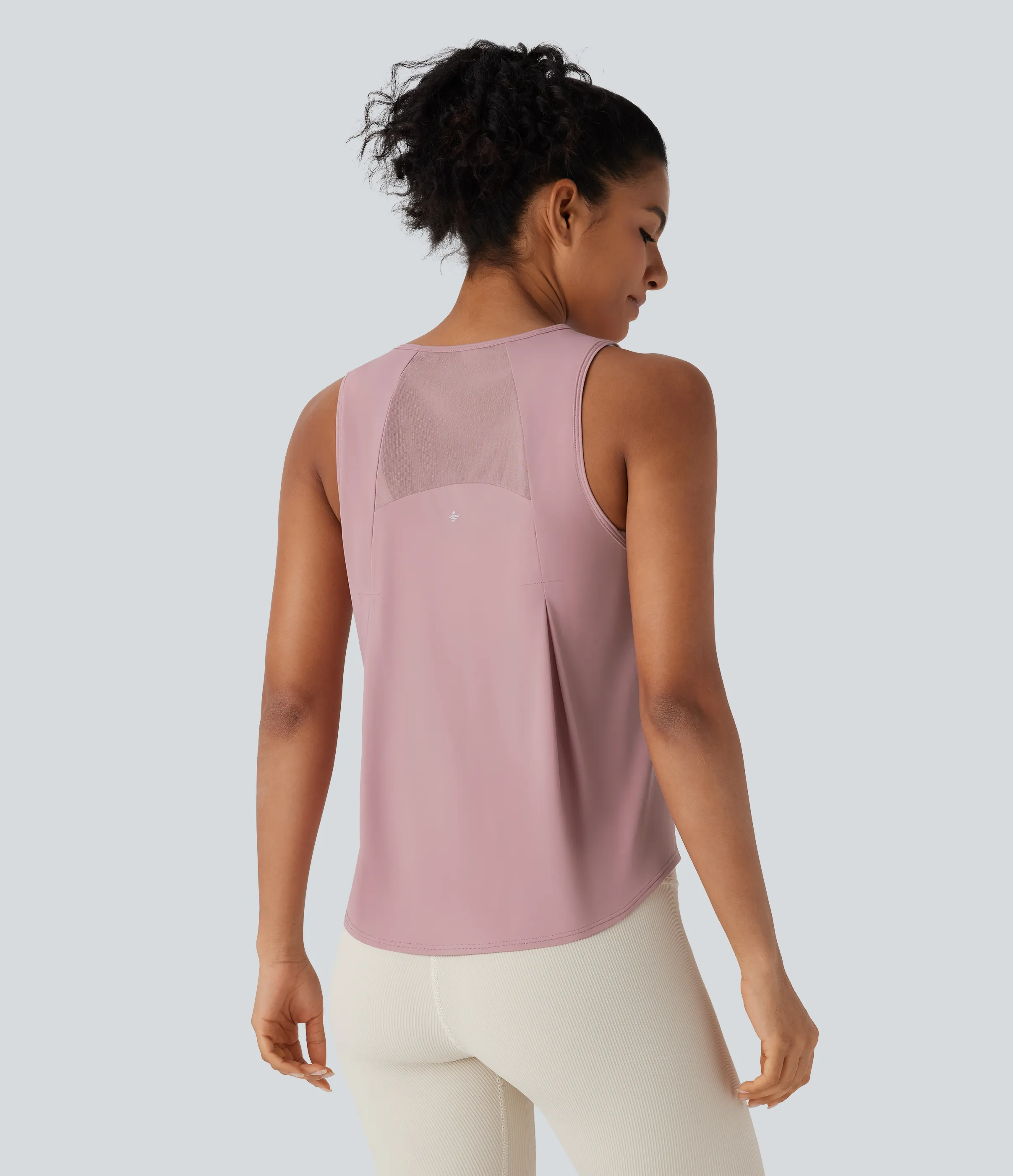 Halara Camiseta sin mangas correr secado rápido tacto fresco dobladillo curvo malla contrastante - Soft Berry - XL sold by Halara