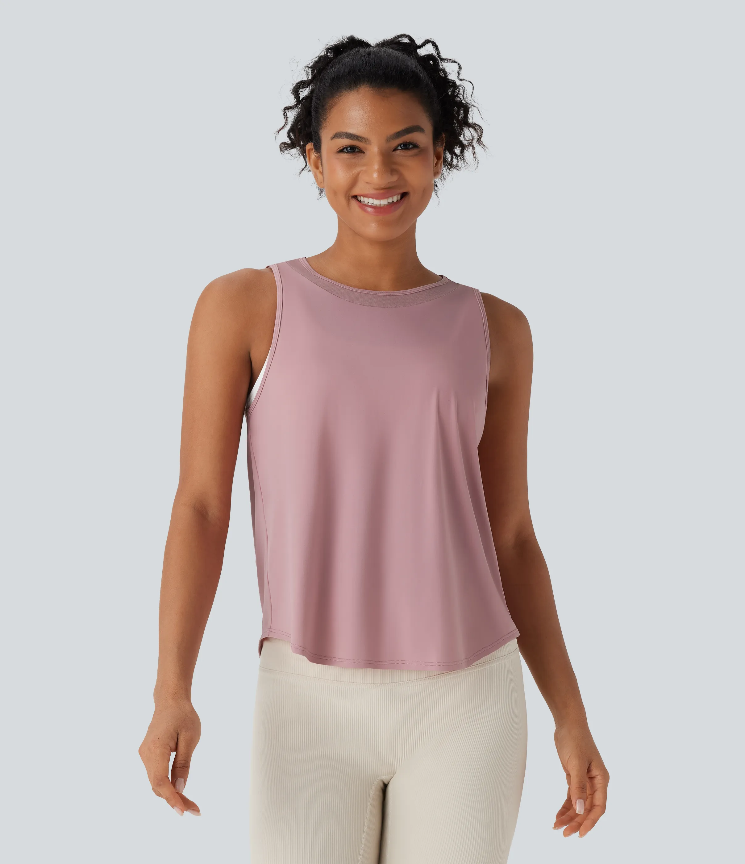 Halara Camiseta sin mangas correr secado rápido tacto fresco dobladillo curvo malla contrastante - Soft Berry - XL sold by Halara product image thumbnail 3