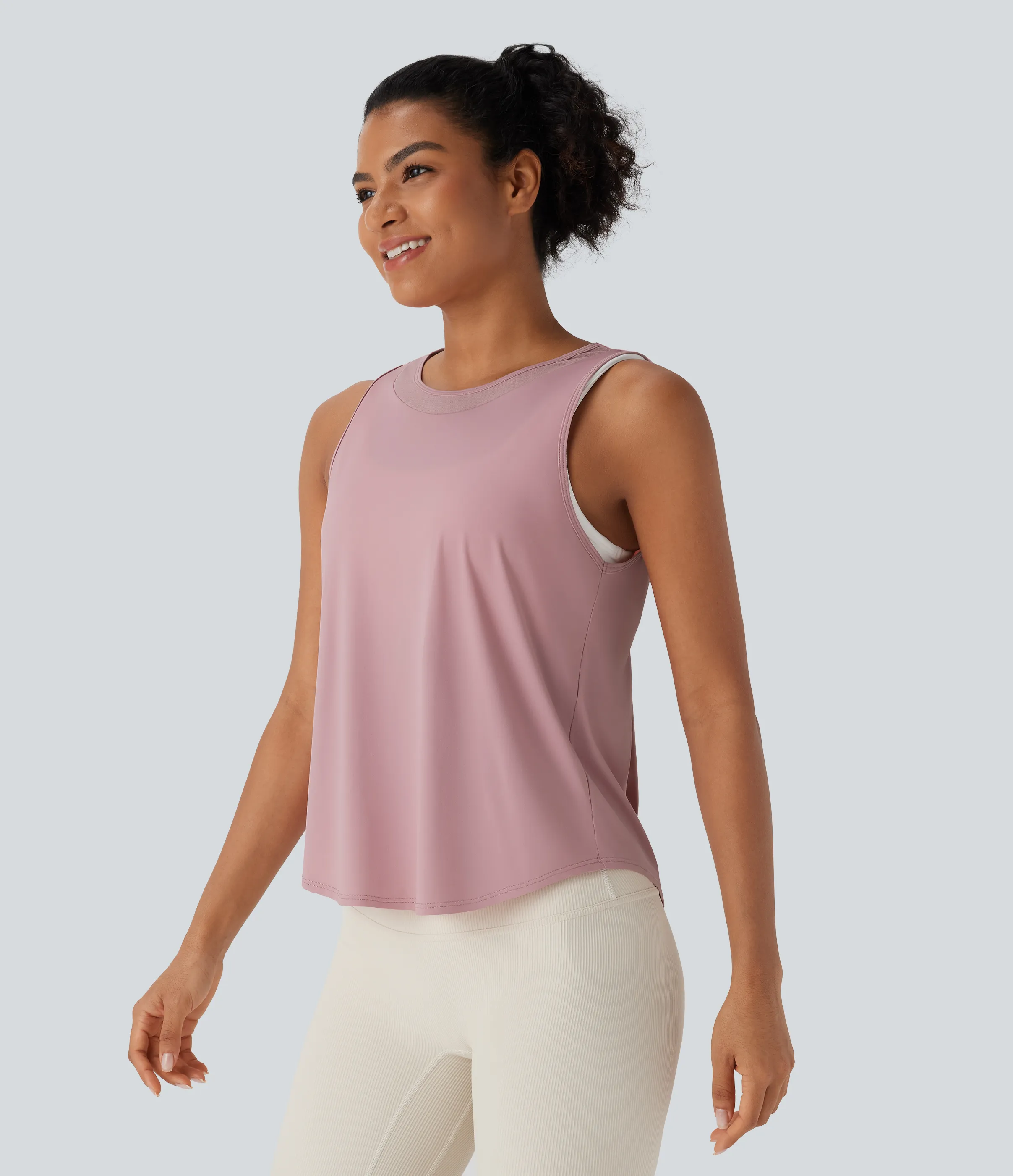 Halara Camiseta sin mangas correr secado rápido tacto fresco dobladillo curvo malla contrastante - Soft Berry - XL sold by Halara product image thumbnail 4