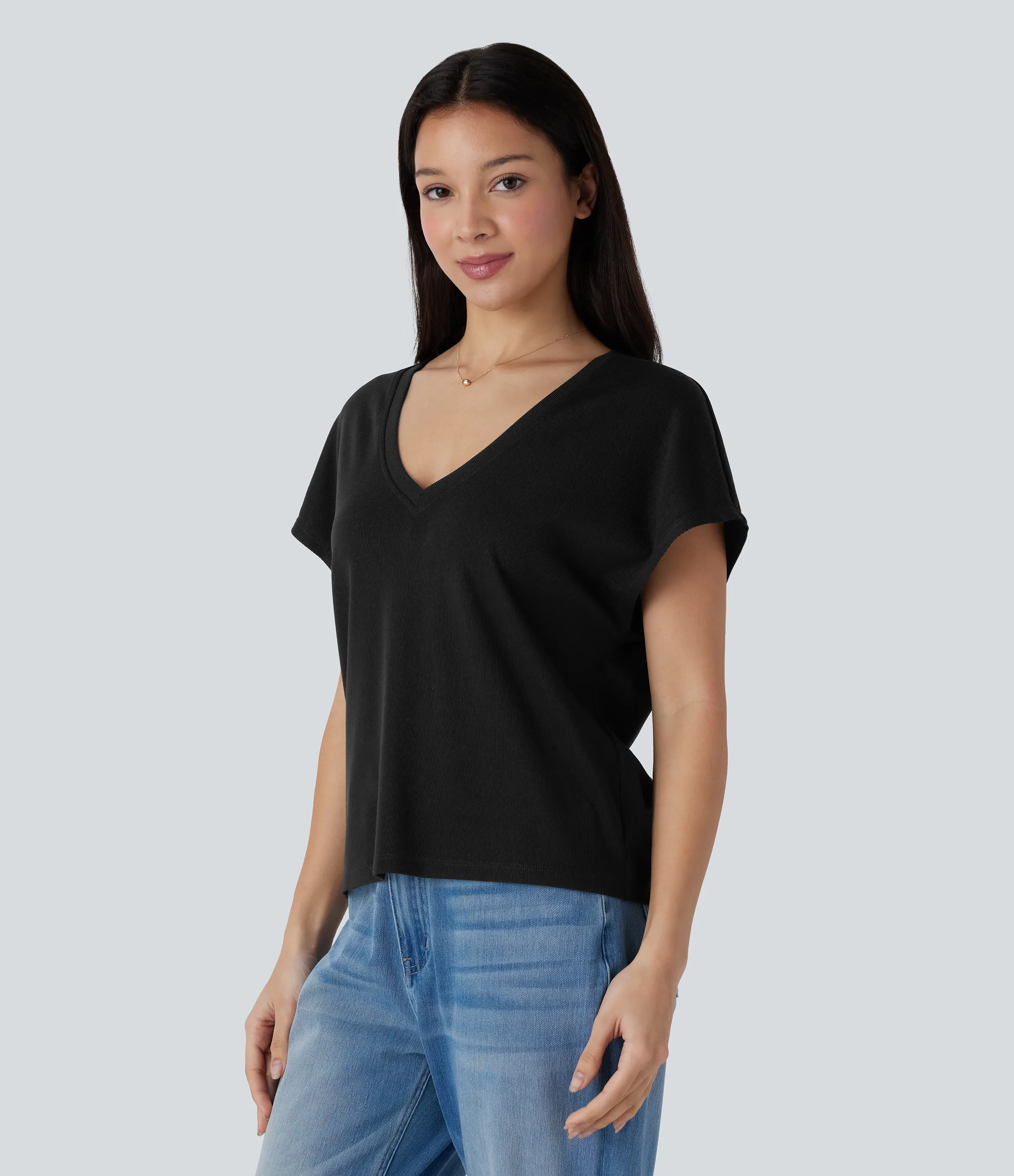 Halara Top manga corta cuello V - Black - XL sold by Halara product image thumbnail 4