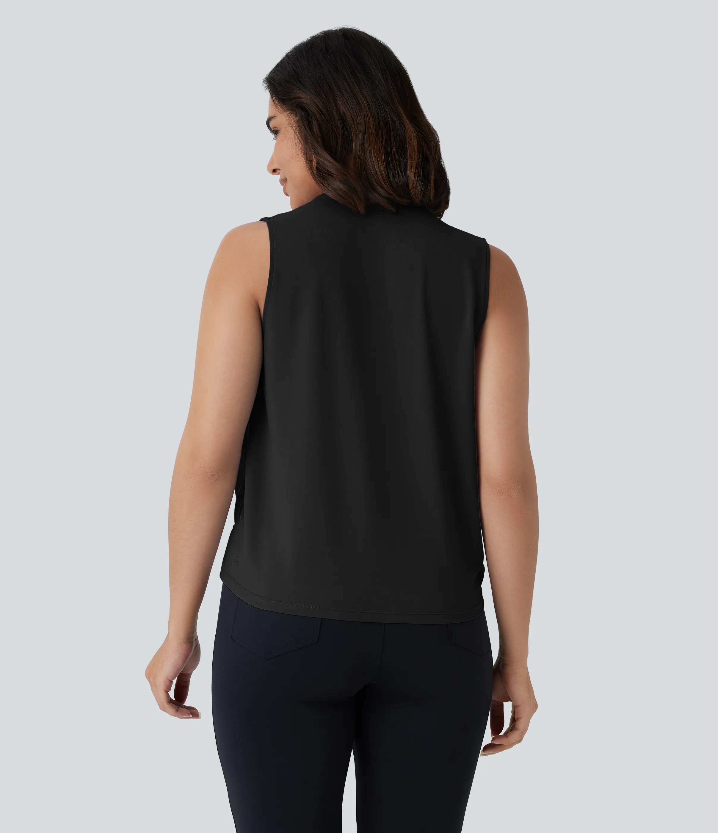 Halara Blusa oficina cruzada sin mangas botón cuello V - Black - L sold by Halara product image thumbnail 3