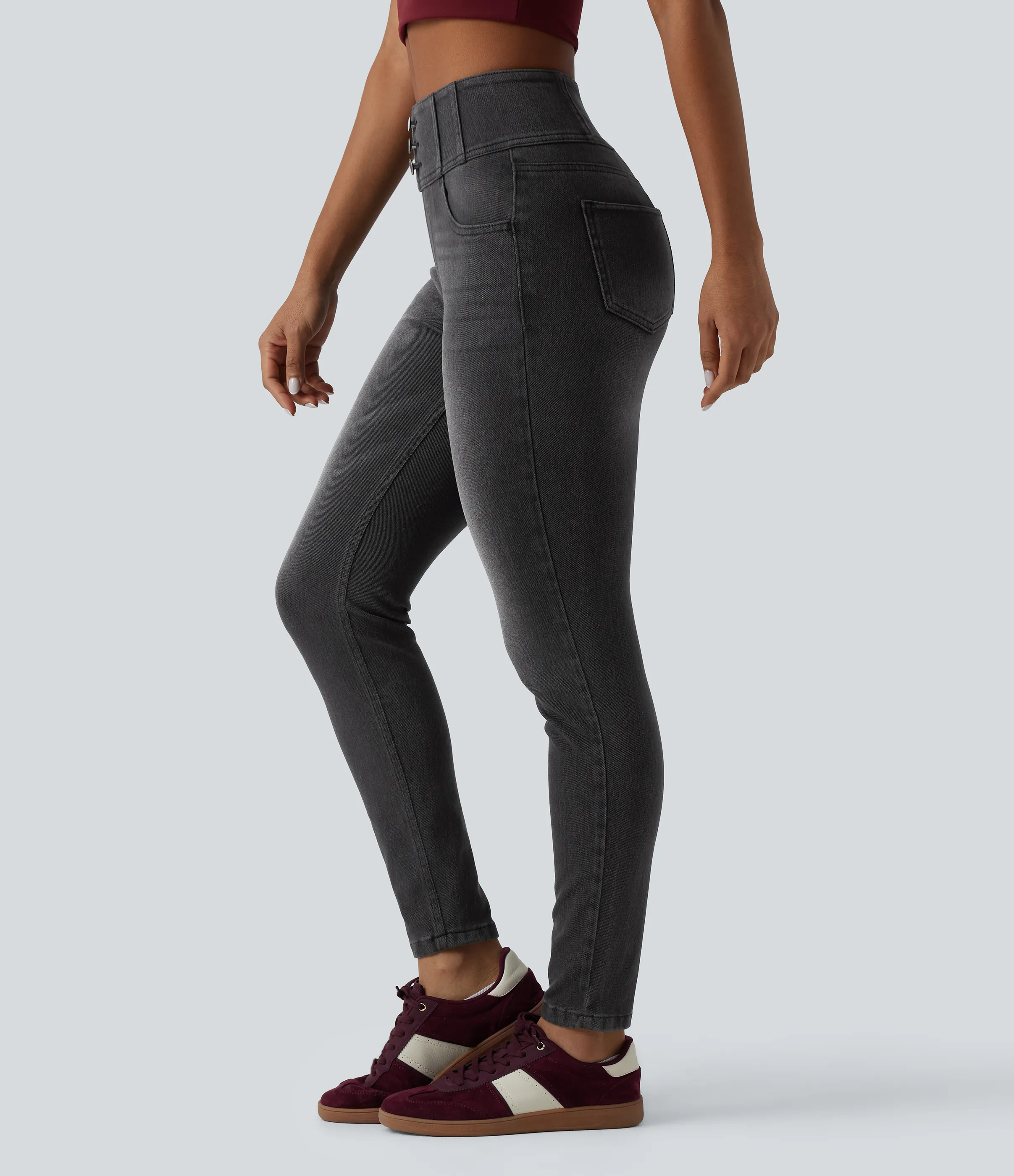 Halara Jeans ajustados casuales Halara Flex™ de tiro alto con bolsillos - Phantom Denim - S(regular) sold by Halara product image thumbnail 4