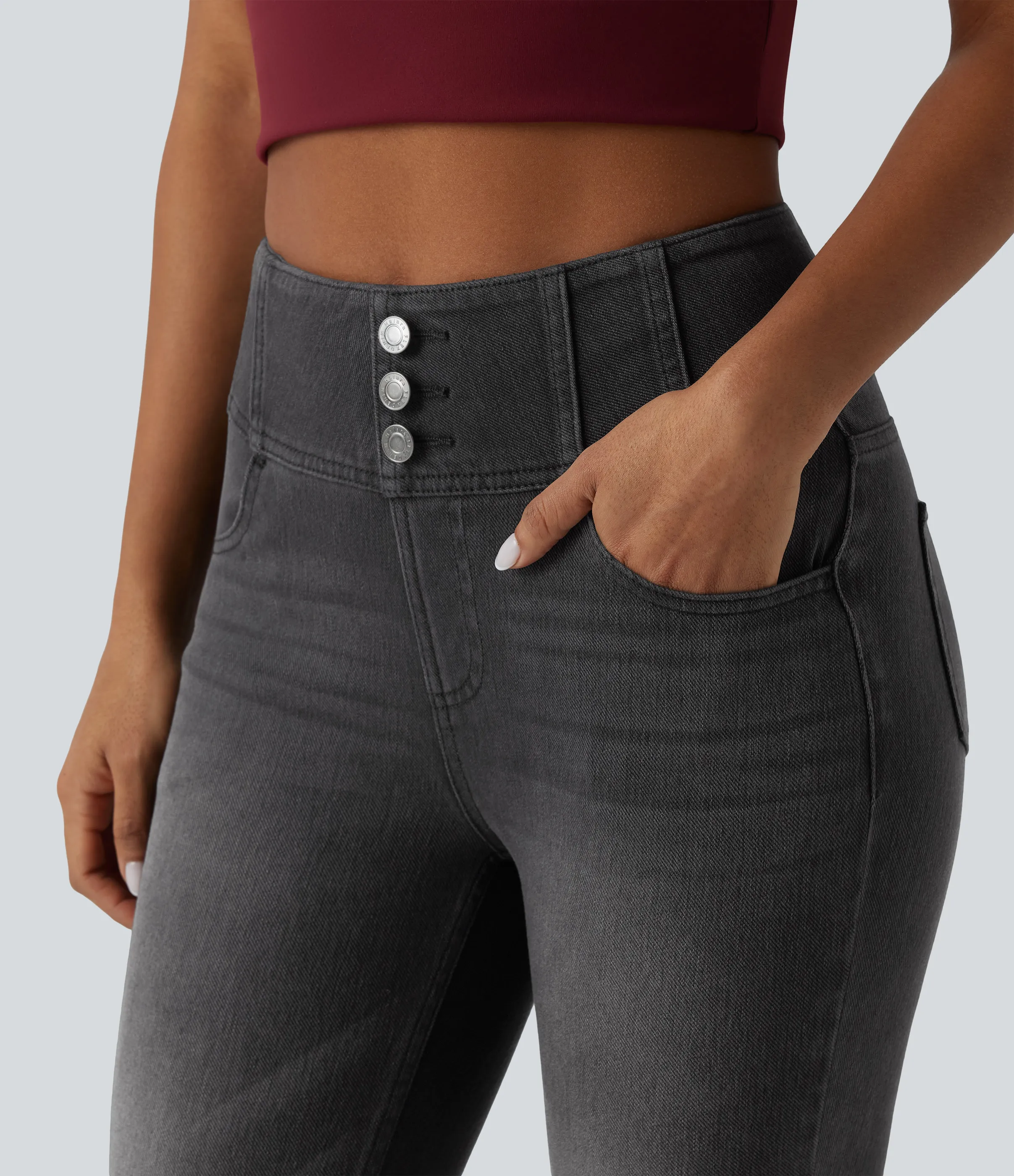 Halara Jeans ajustados casuales Halara Flex™ de tiro alto con bolsillos - Phantom Denim - S(regular) sold by Halara product image thumbnail 5