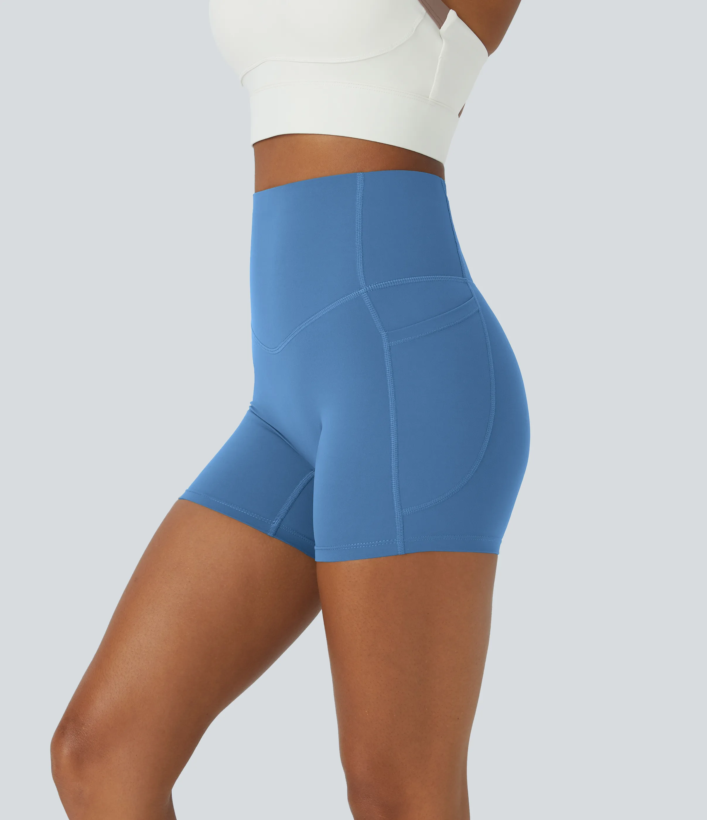 Halara Shorts de ciclista UltraSculpt™ moldeadores de abdomen de tiro alto y bolsillos laterales 12.5cm - Pacific Coast - L sold by Halara product image thumbnail 2