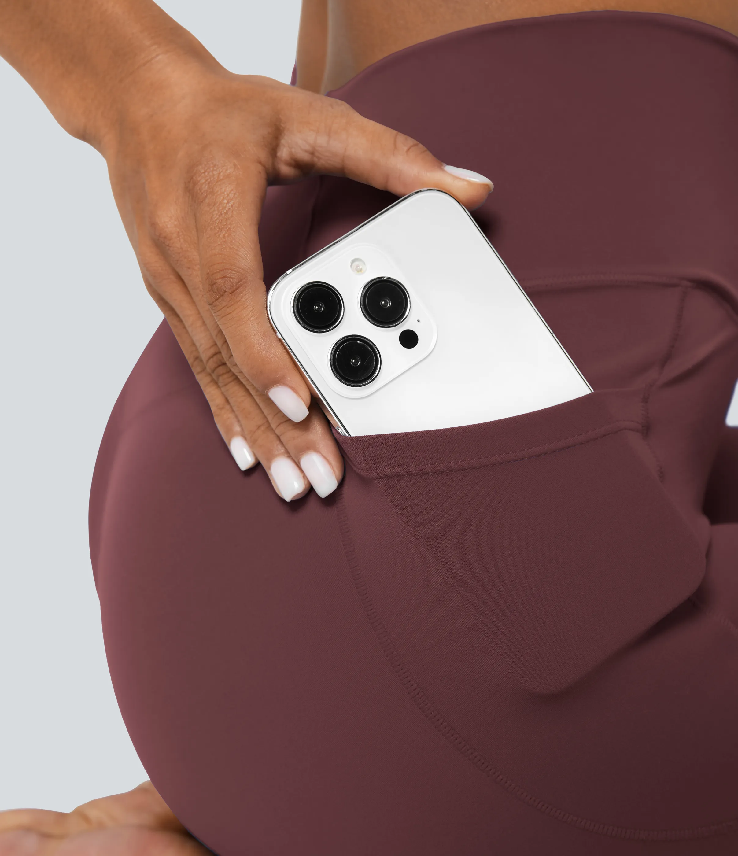 Halara Leggings Softlyzero™ liso bolsillo cruzado - Red Mahogany - XL(7/8) sold by Halara product image thumbnail 5