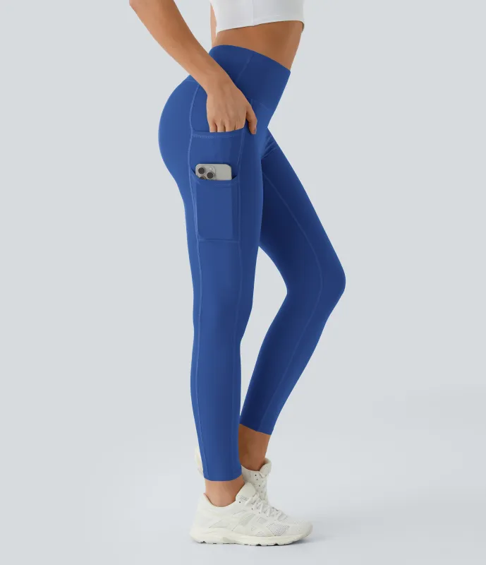 Halara Leggings Softlyzero™ liso bolsillo doble tiro alto-UPF50+ - Beaucoup Blue - XS(7/8) sold by Halara
