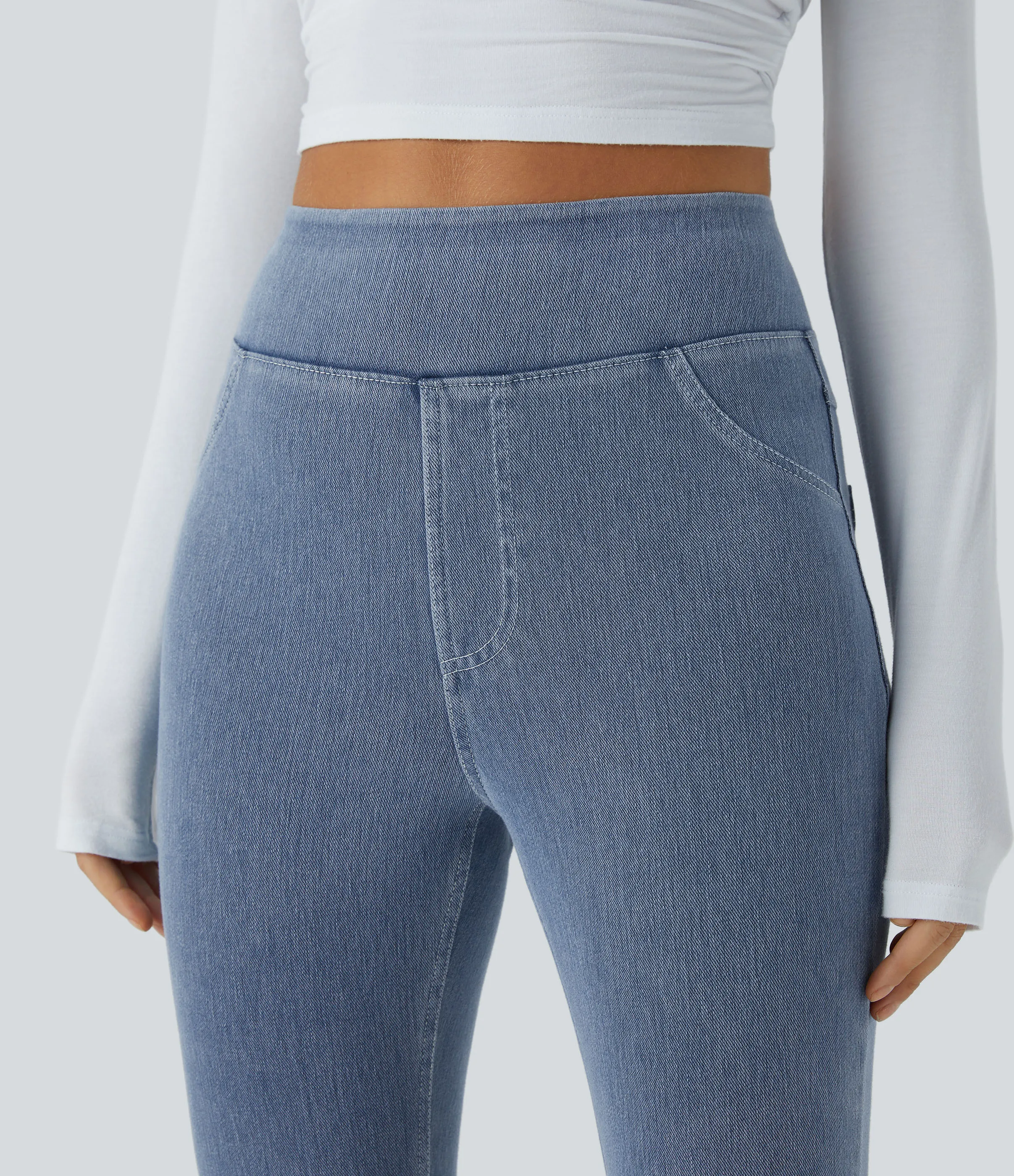 Halara Leggings Halara Flex™ Denim mezclilla elástico bolsillo lateral trasero tiro alto - Ice Crevice Denim - S(7/8) sold by Halara product image thumbnail 5
