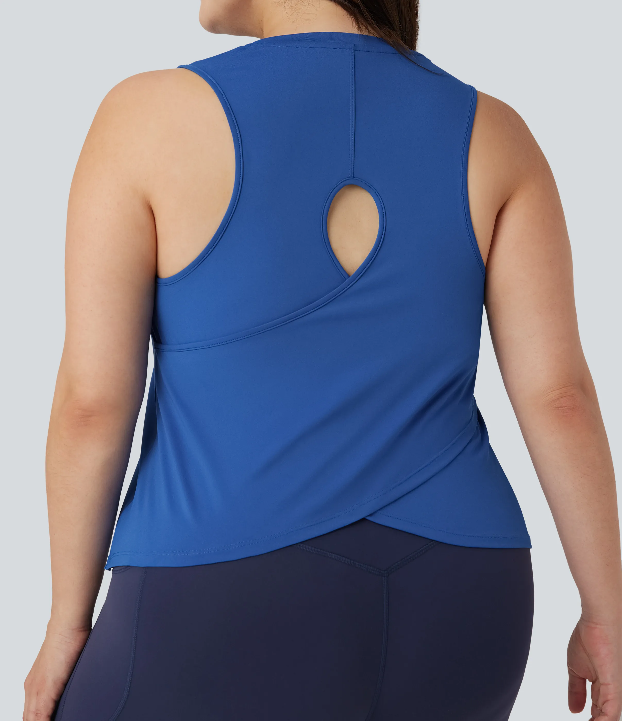 Halara Top sin manga talla grande yoga unicolor dobladillo cruzado abertura - Nebulas Blue - 2X sold by Halara product image thumbnail 5