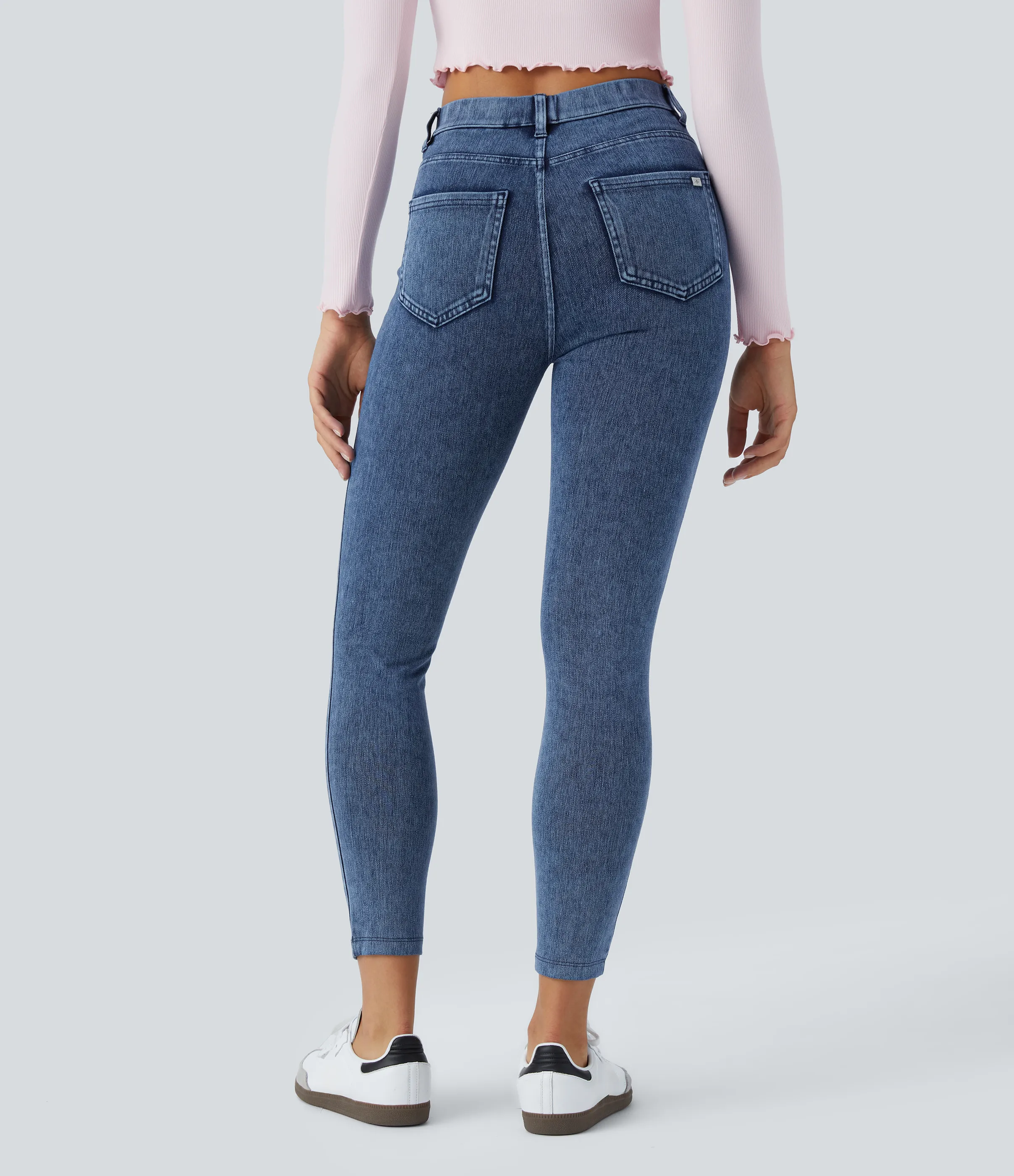 Halara Leggings Halara Flex™ Denim oficina elástico múltiple bolsillo tiro alto - Washed Denim Bleached Blue - L(7/8) sold by Halara product image thumbnail 3