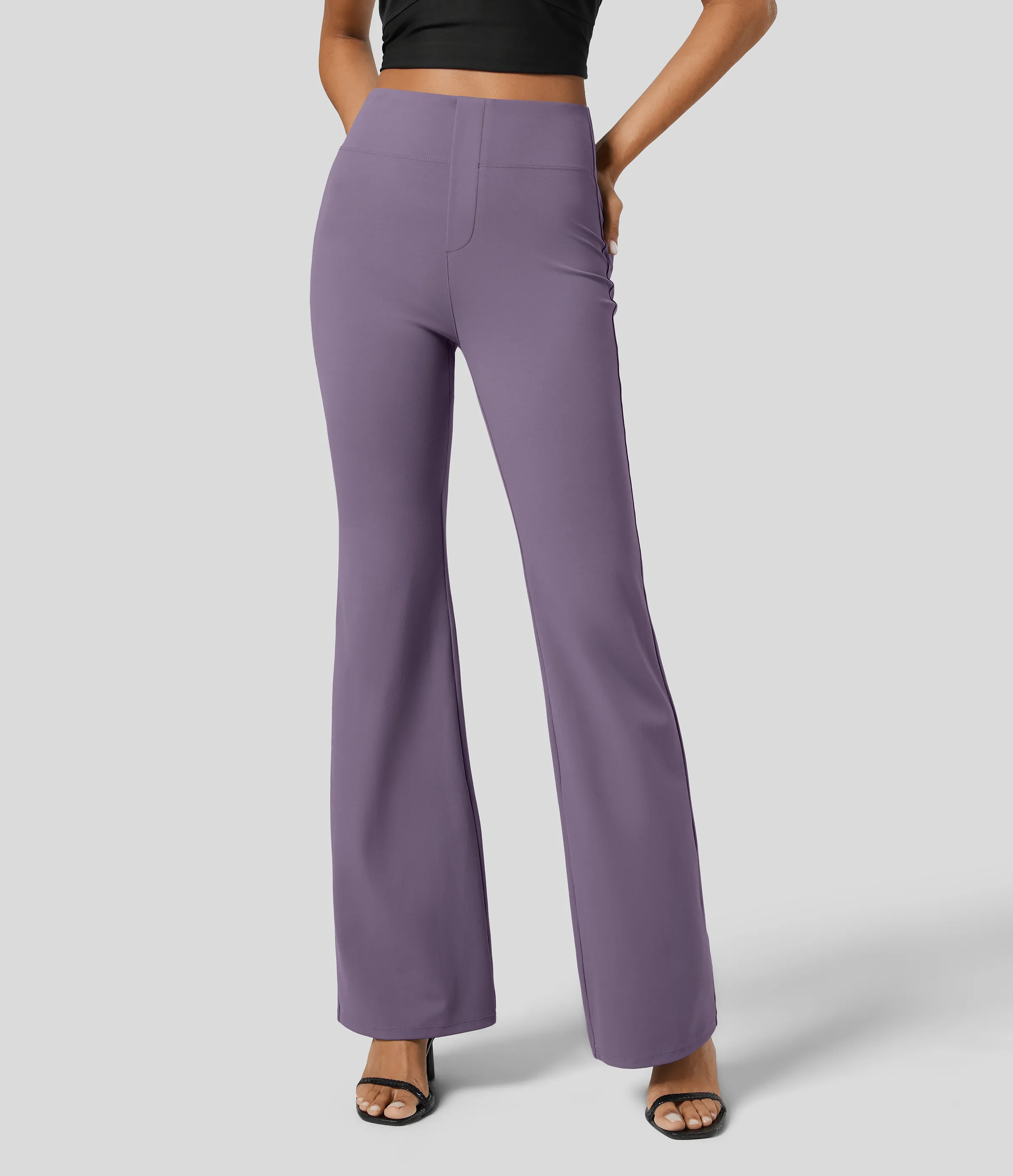 Halara Pantalón Halara Flex™ oficina tiro alto bolsillo trasero ligero acampanado - Montana Grape - S(regular) sold by Halara product image thumbnail 4