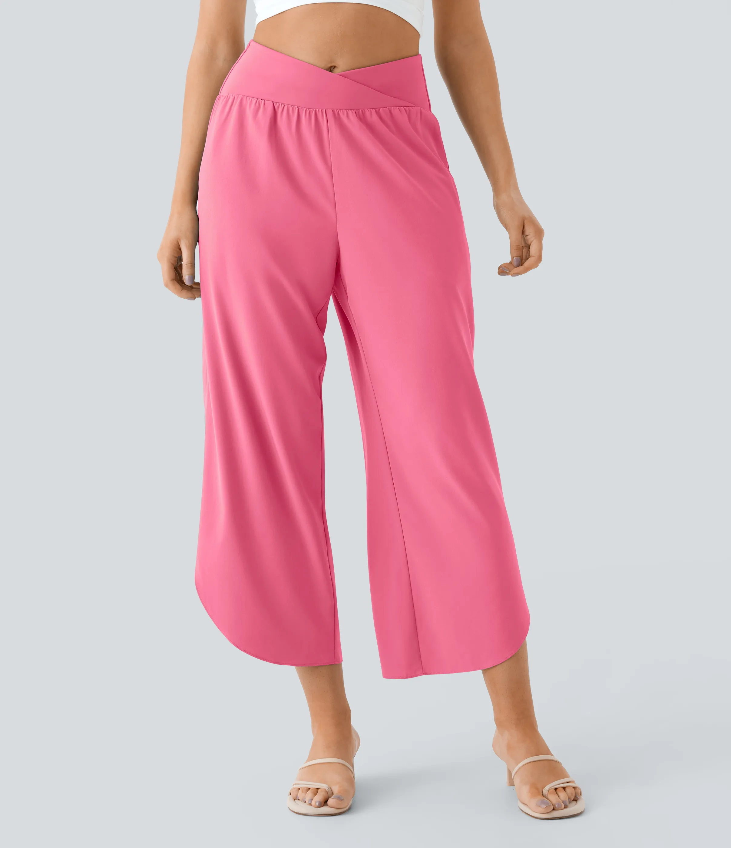 Halara Pantalón Breezeful™ Resort secado rápido abertura bolsillo lateral plisado cruzado tiro alto - Pink Lemonade - XS(petite) sold by Halara product image thumbnail 4