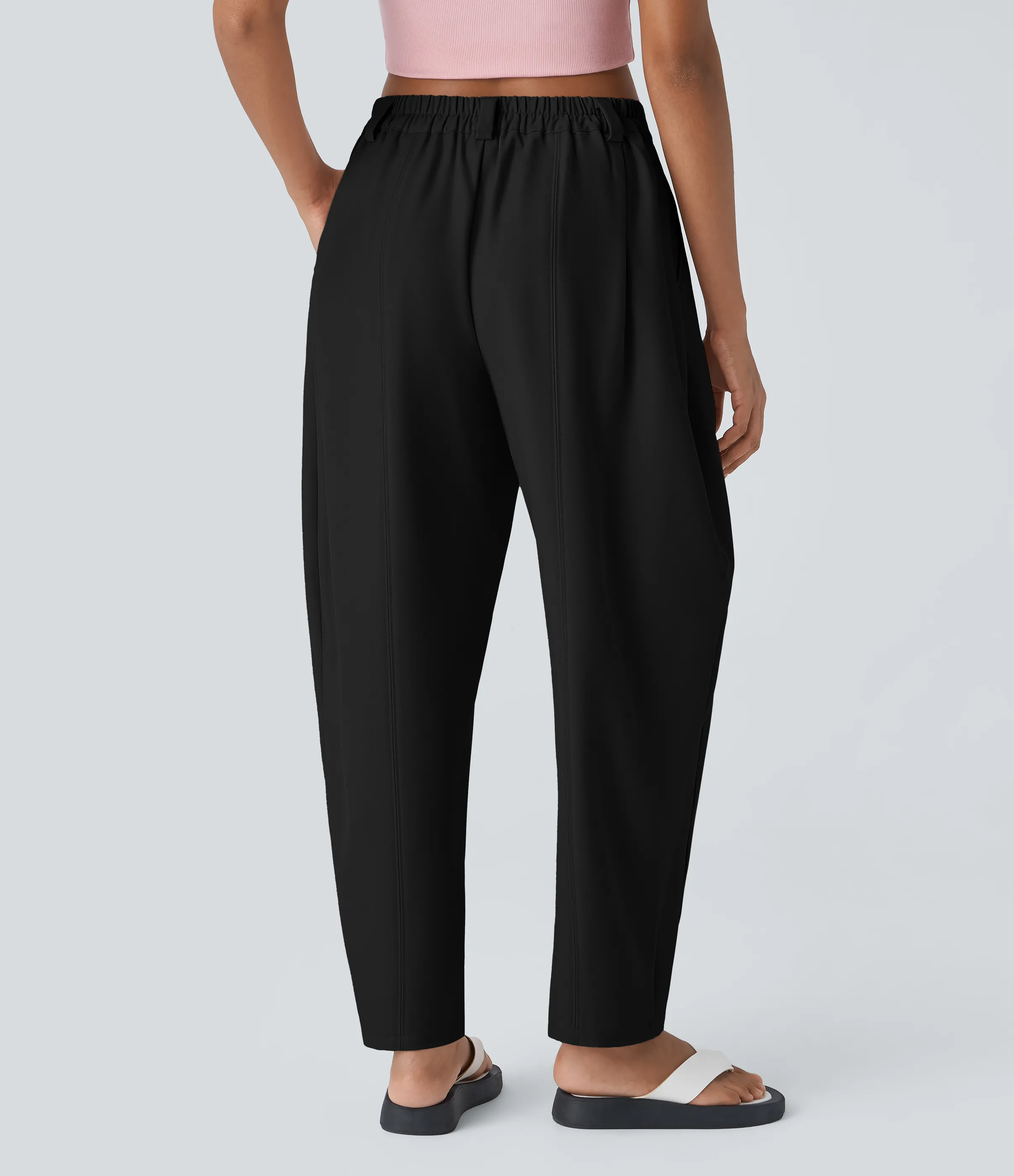 Halara Pantalón oficina pierna barril bolsillo lateral plisado tiro medio - Black - M(petite) sold by Halara product image thumbnail 3