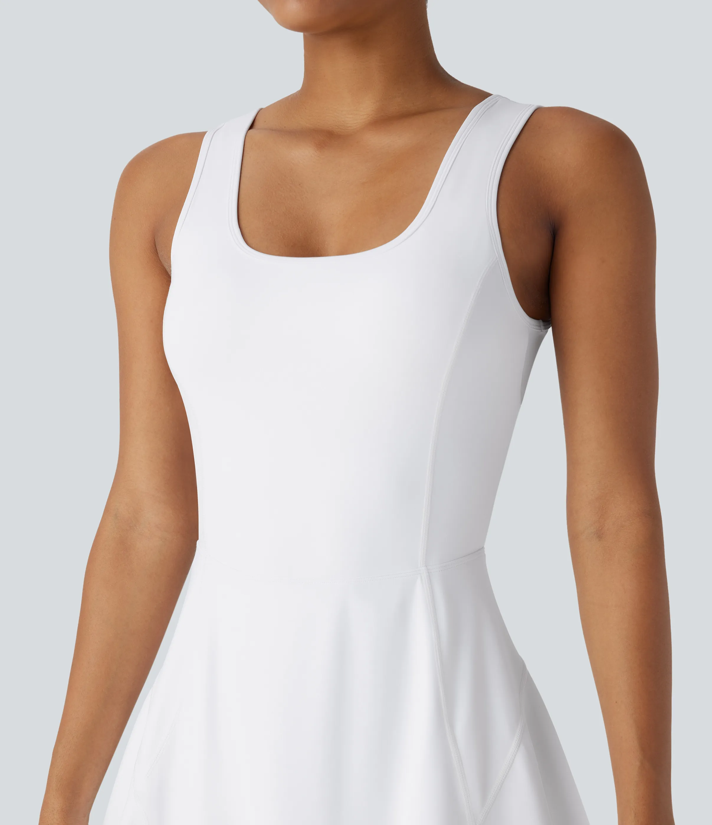 Halara Vestido mini Softlyzero™ Airy baile activo cuello U cruzado sin espalda bolsillo lateral 2 en 1 - White - S sold by Halara product image thumbnail 5