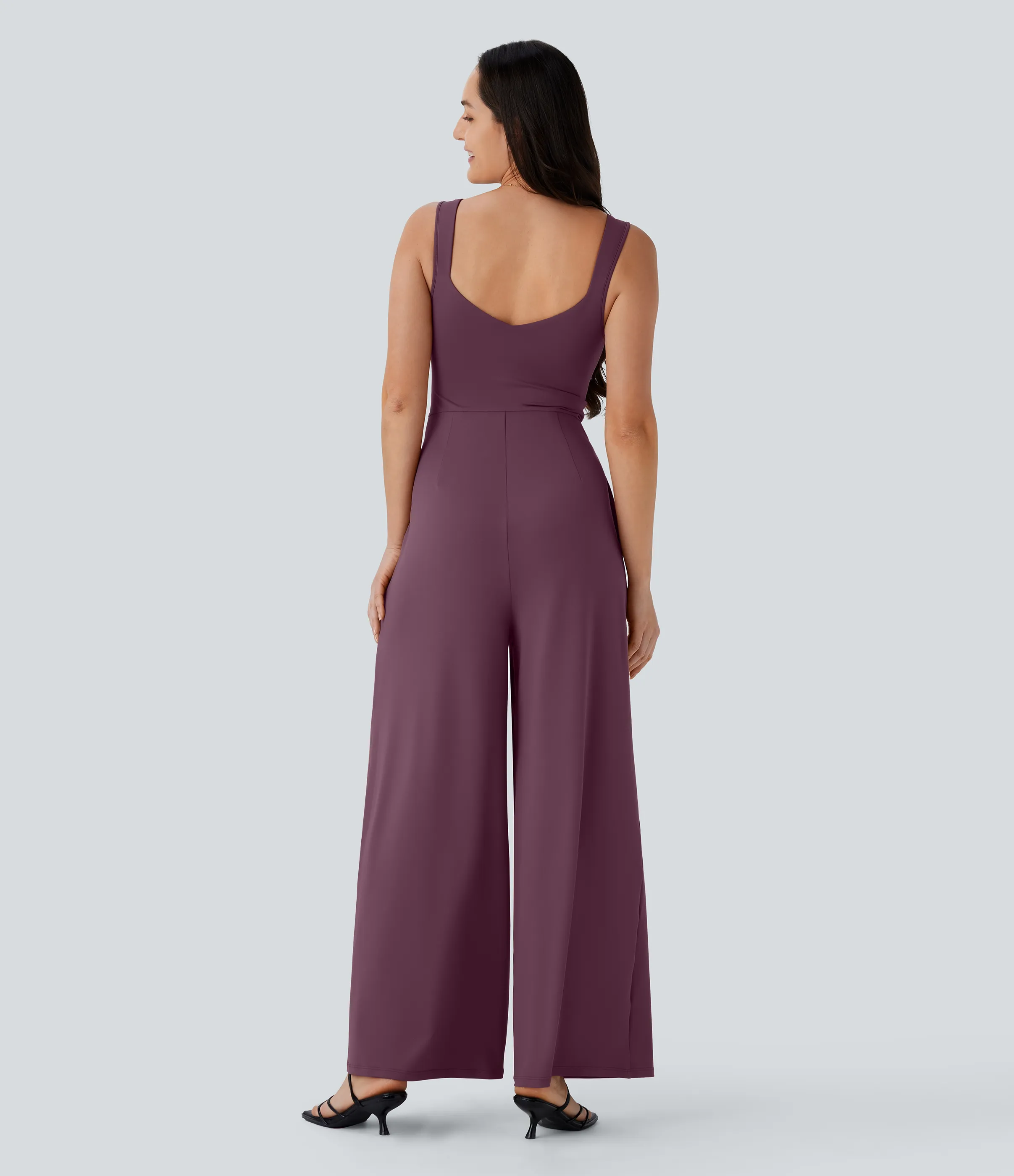Halara Jumpsuit casual sin mangas con espalda en U y bolsillos - Plum Wine - M(regular) sold by Halara product image thumbnail 3