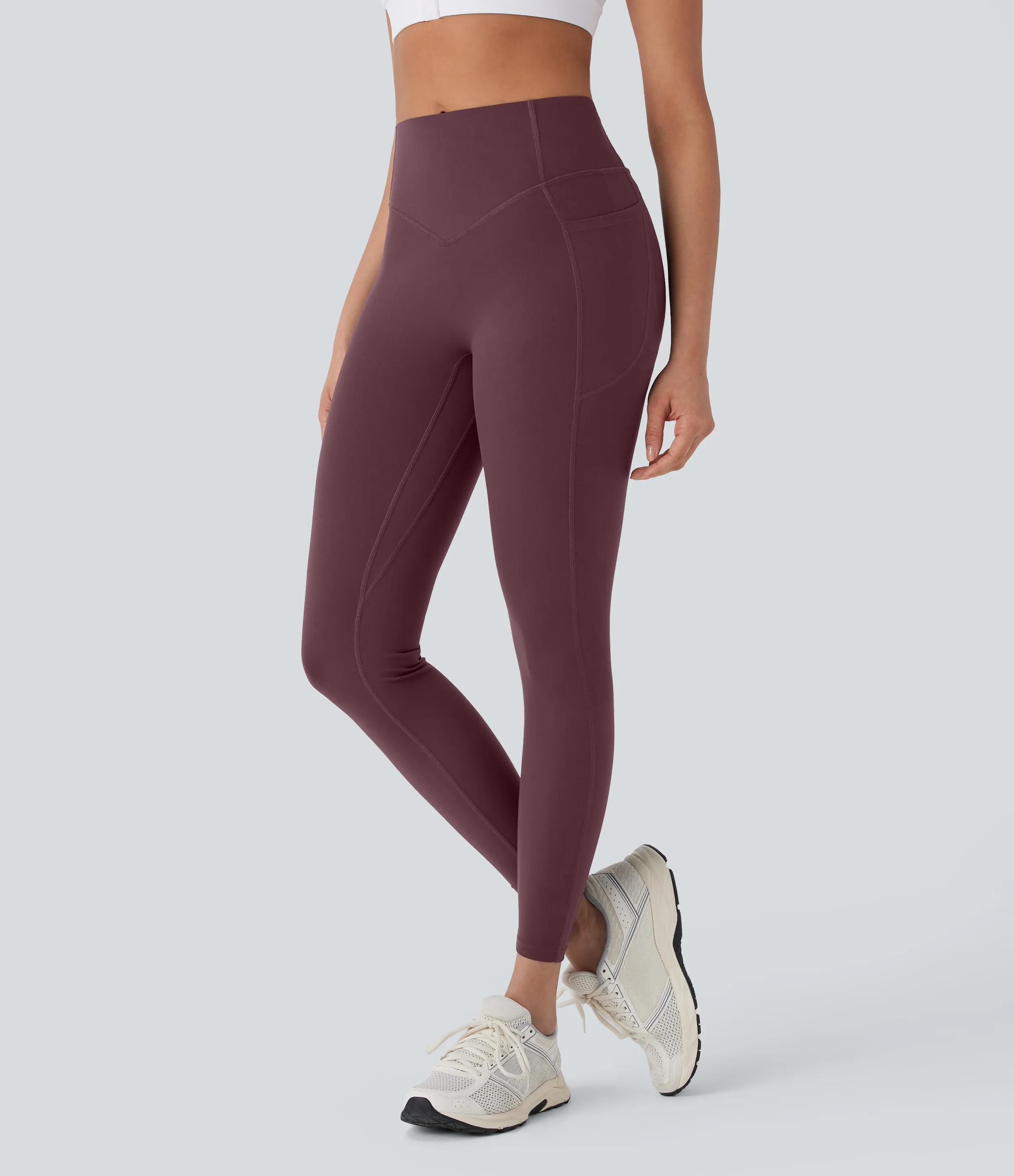 Halara Leggings Halara UltraSculpt™ SoCinched yoga moldeador tiro alto bolsillo lateral fruncido realce glúteo control abdomen - Evening Red - M(full_length) sold by Halara product image thumbnail 4