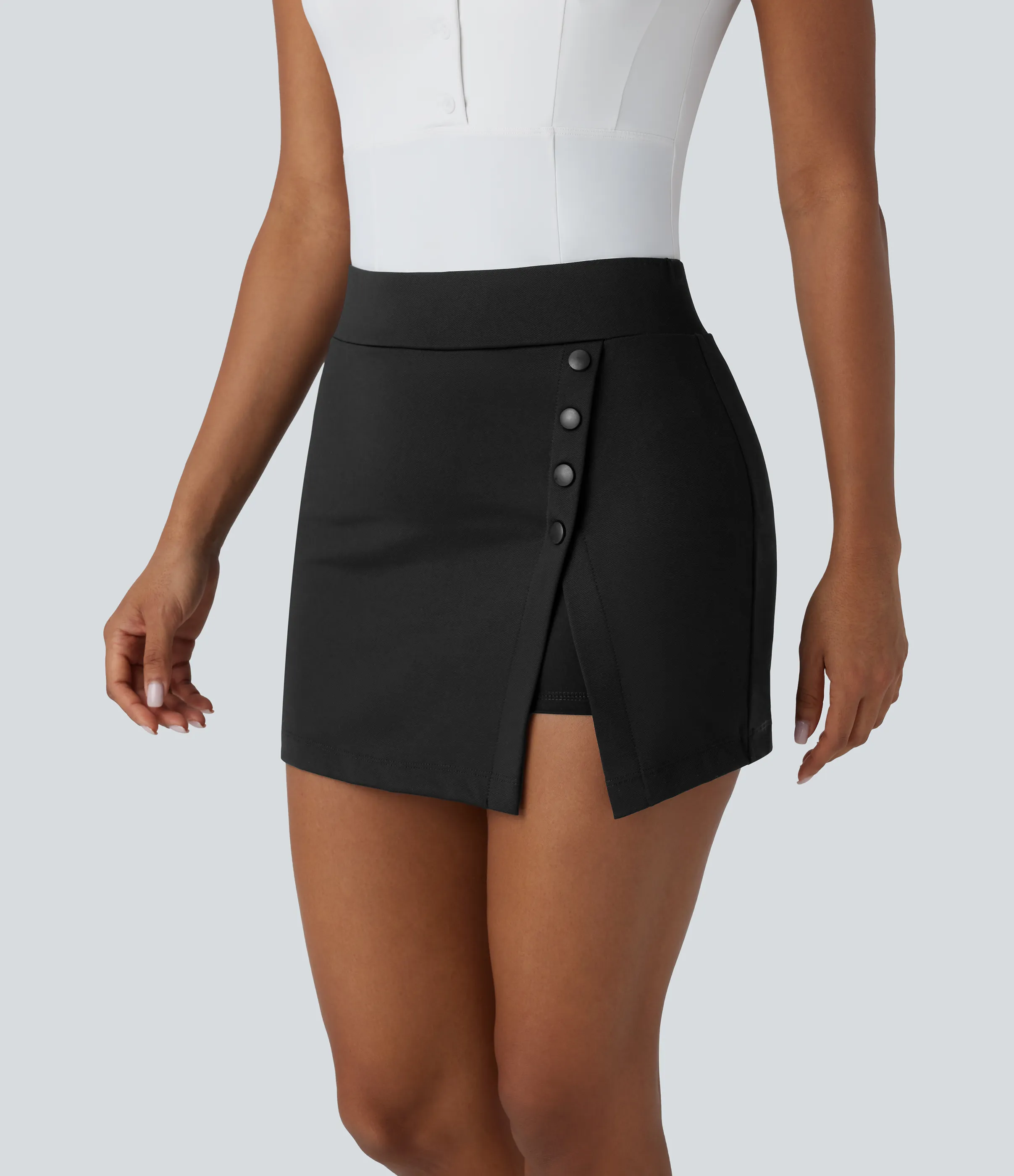 Halara Mini Falda golf tiro alto botón decorativo 2 en 1 bolsillo lateral secado rápido bolsillo tee golf - UPF 40+ - Black - XL(regular) sold by Halara product image thumbnail 4