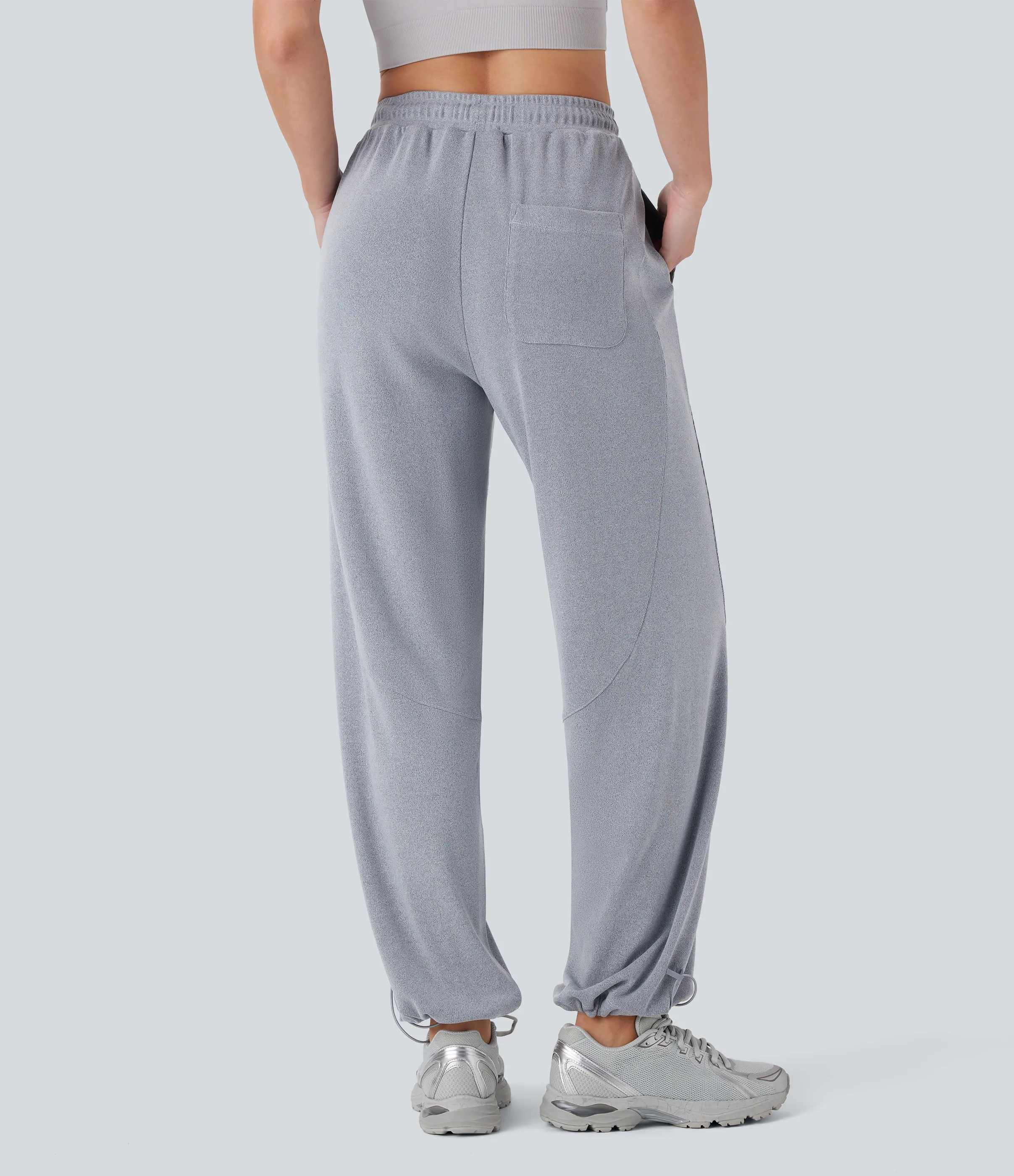 Halara Joggers correr tiro alto cordón ajustable múltiple bolsillo pierna recta - Pearl Blue - S(regular) sold by Halara product image thumbnail 4