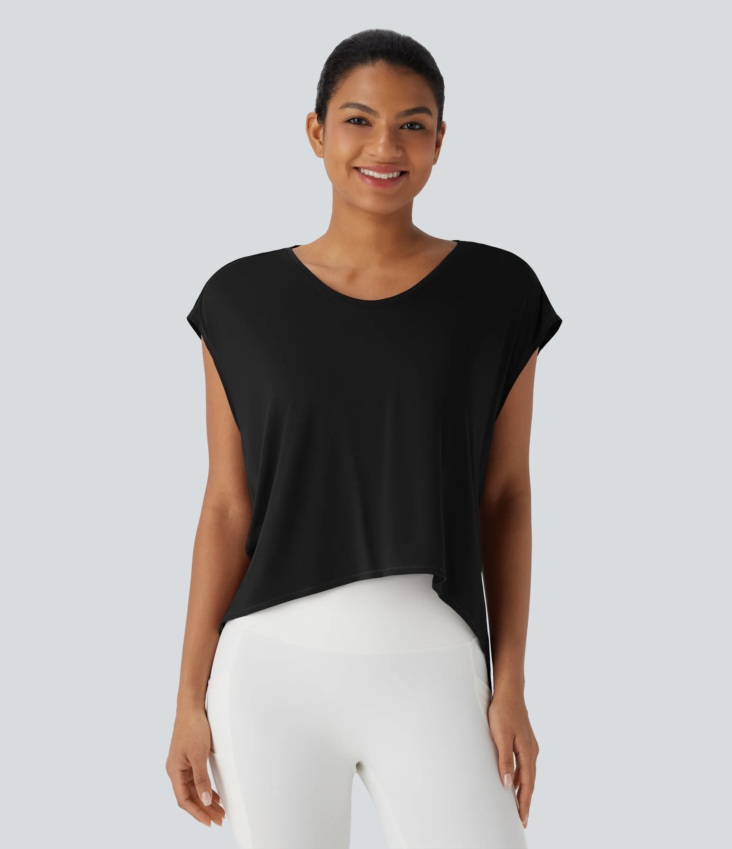 Halara Top deportivo para running asimétrico con espalda cruzada y dobladillo asimétrico - Black - XL sold by Halara product image thumbnail 3