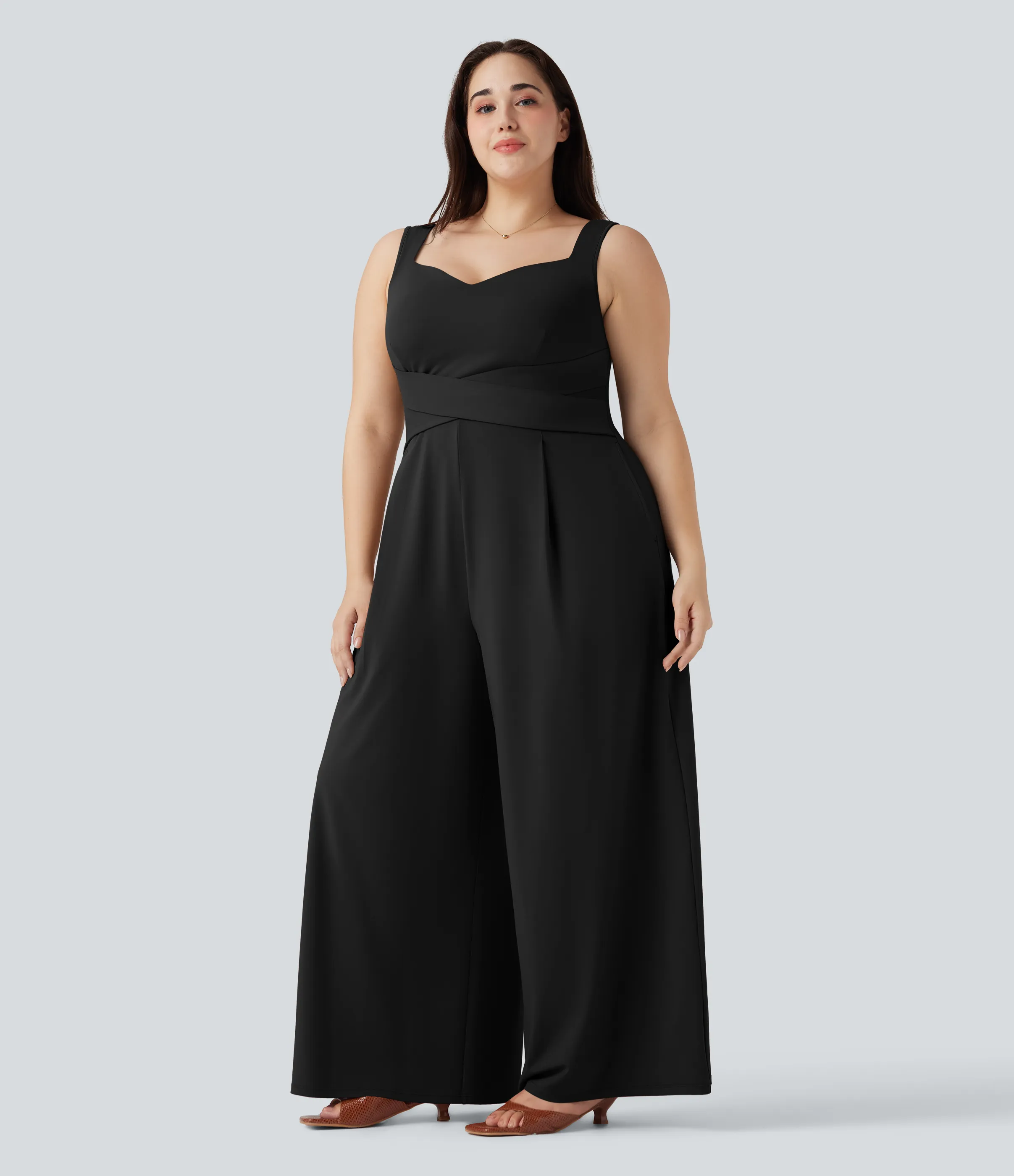 Halara Jumpsuit casual sin mangas con espalda en U y bolsillos en talla grande - Black - 3X(regular) sold by Halara product image thumbnail 4