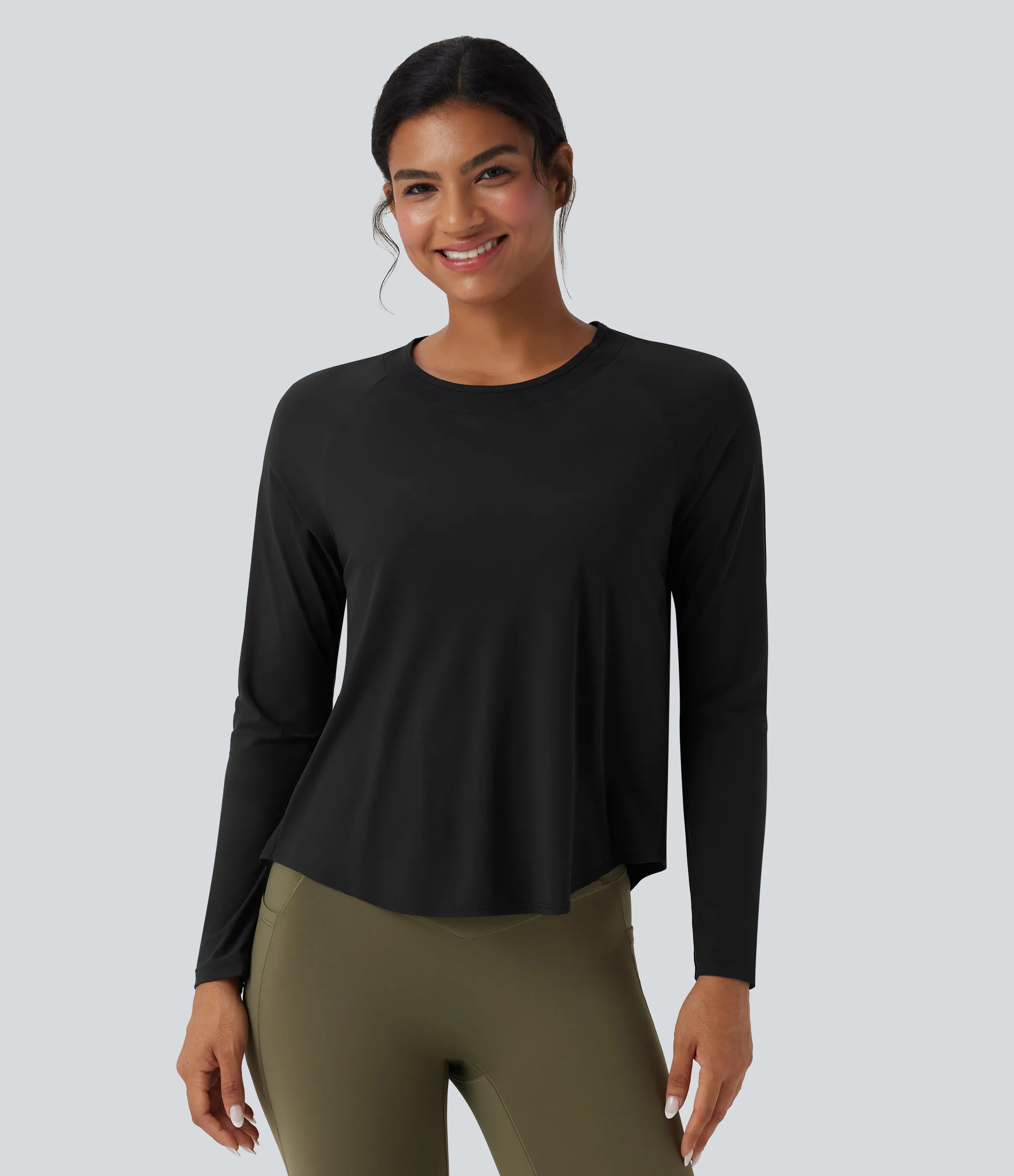 Halara Camiseta deportiva para running de secado rápido con tacto fresco y dobladillo curvo de malla en contraste - Black - XS sold by Halara product image thumbnail 3