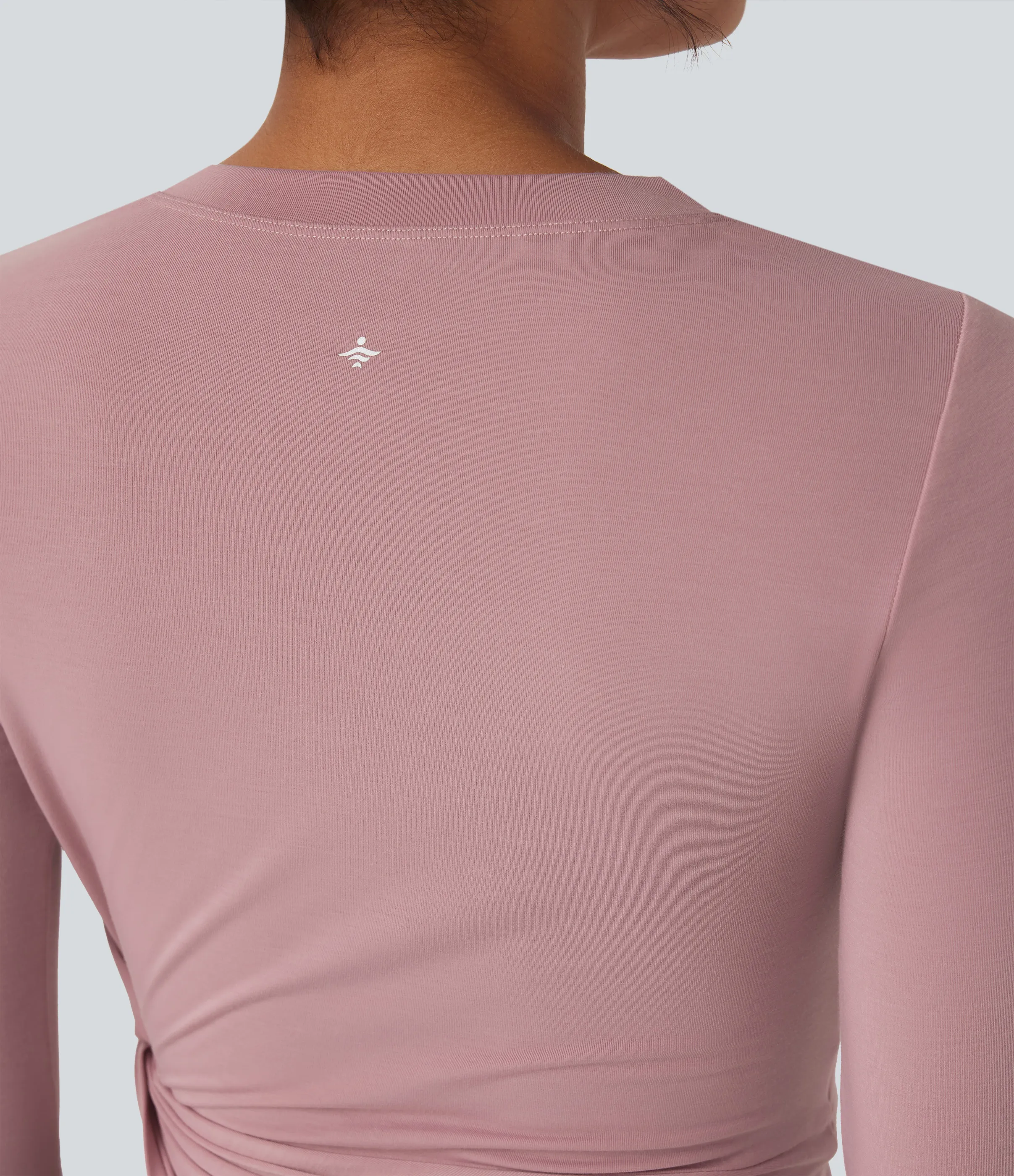 Halara Top deportivo de yoga asimétrico de manga larga con abertura para el pulgar y secado rápido - Soft Berry - L sold by Halara product image thumbnail 5