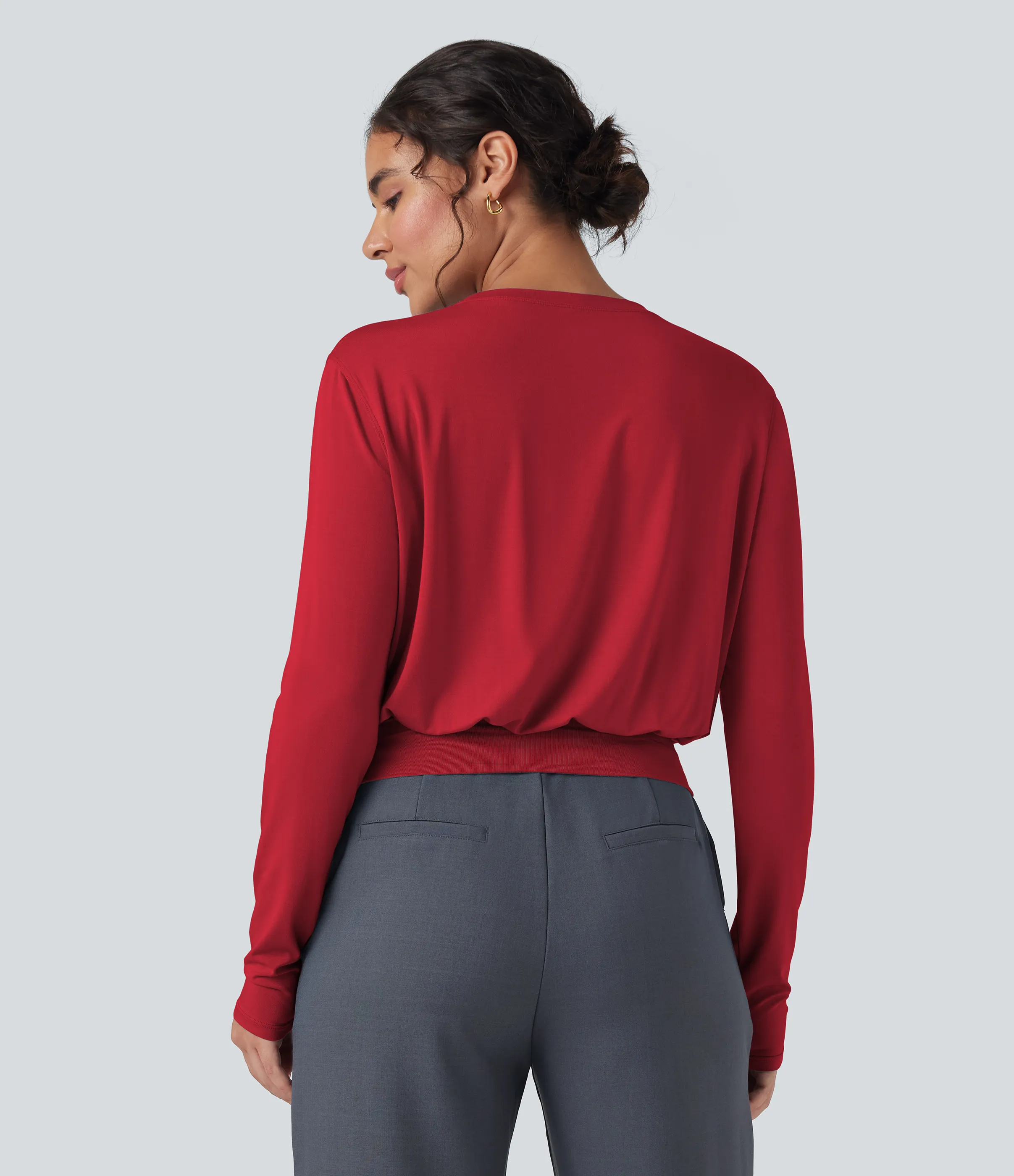 Halara Camiseta de oficina de manga larga y cuello redondo - Haute Red - M sold by Halara product image thumbnail 3