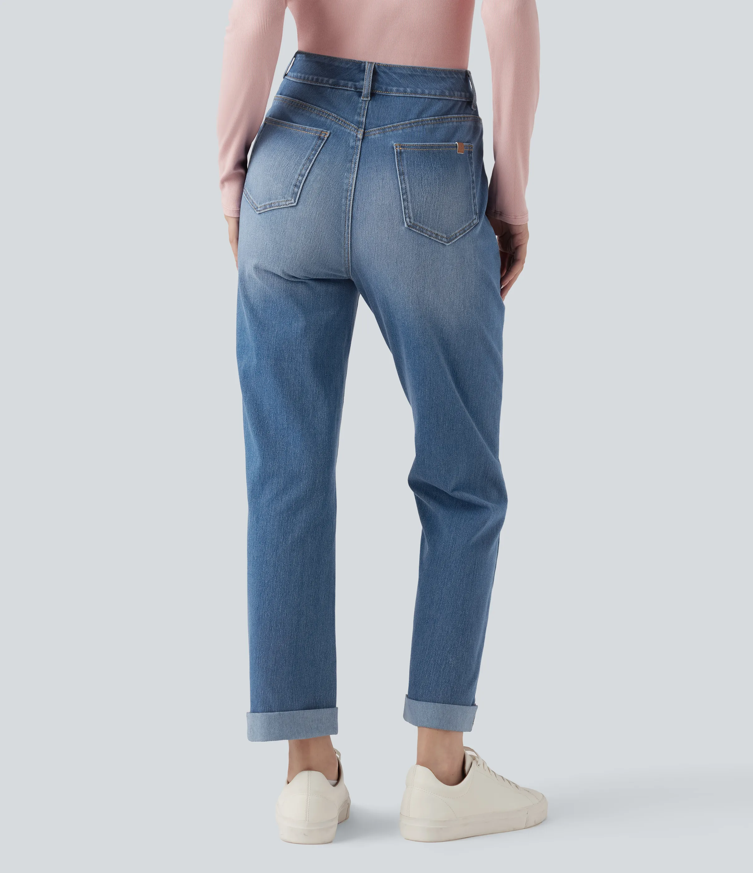 Halara Jeans ajustados casuales Halara Flex™ de tiro alto con dobladillo enrollado y bolsillos - Blue Jasper Denim - S(regular) sold by Halara product image thumbnail 3