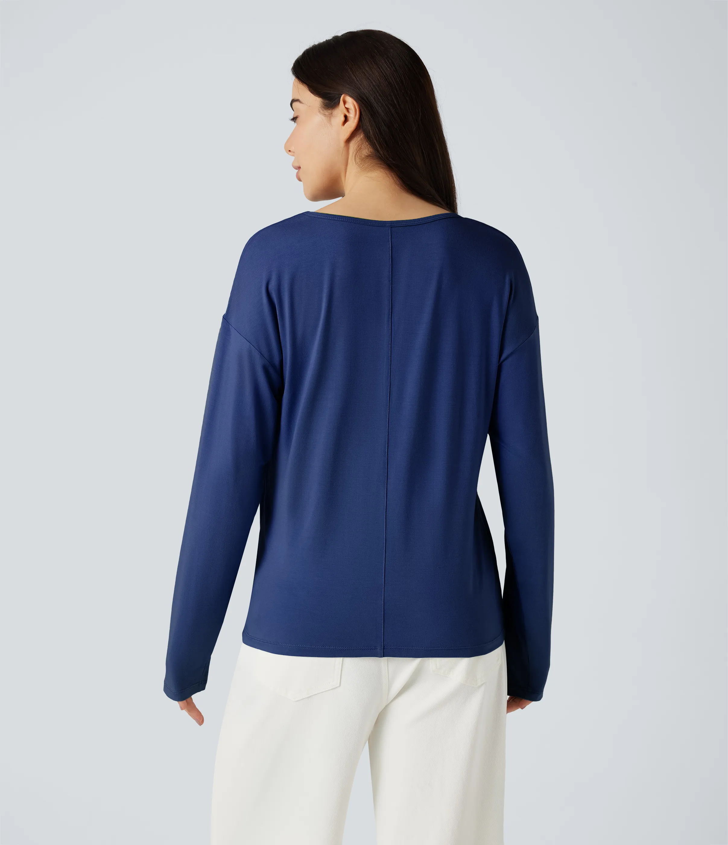 Halara Top casual de manga larga con cuello en V - Sodalite Blue - XS sold by Halara product image thumbnail 3