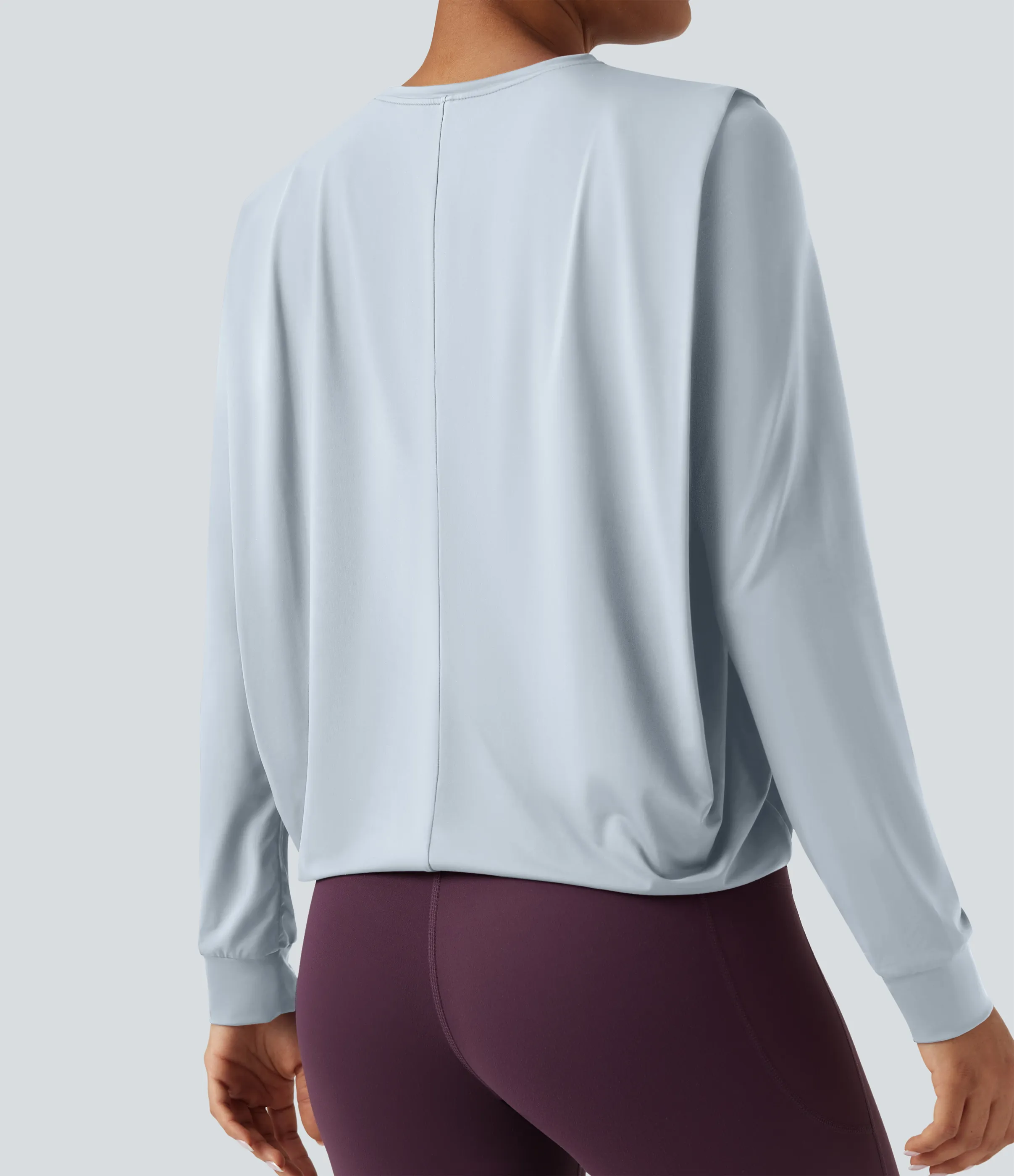 Halara Top deportivo de yoga fruncido de manga larga con cuello redondo - UPF50+ - Illusion Blue - M sold by Halara product image thumbnail 5