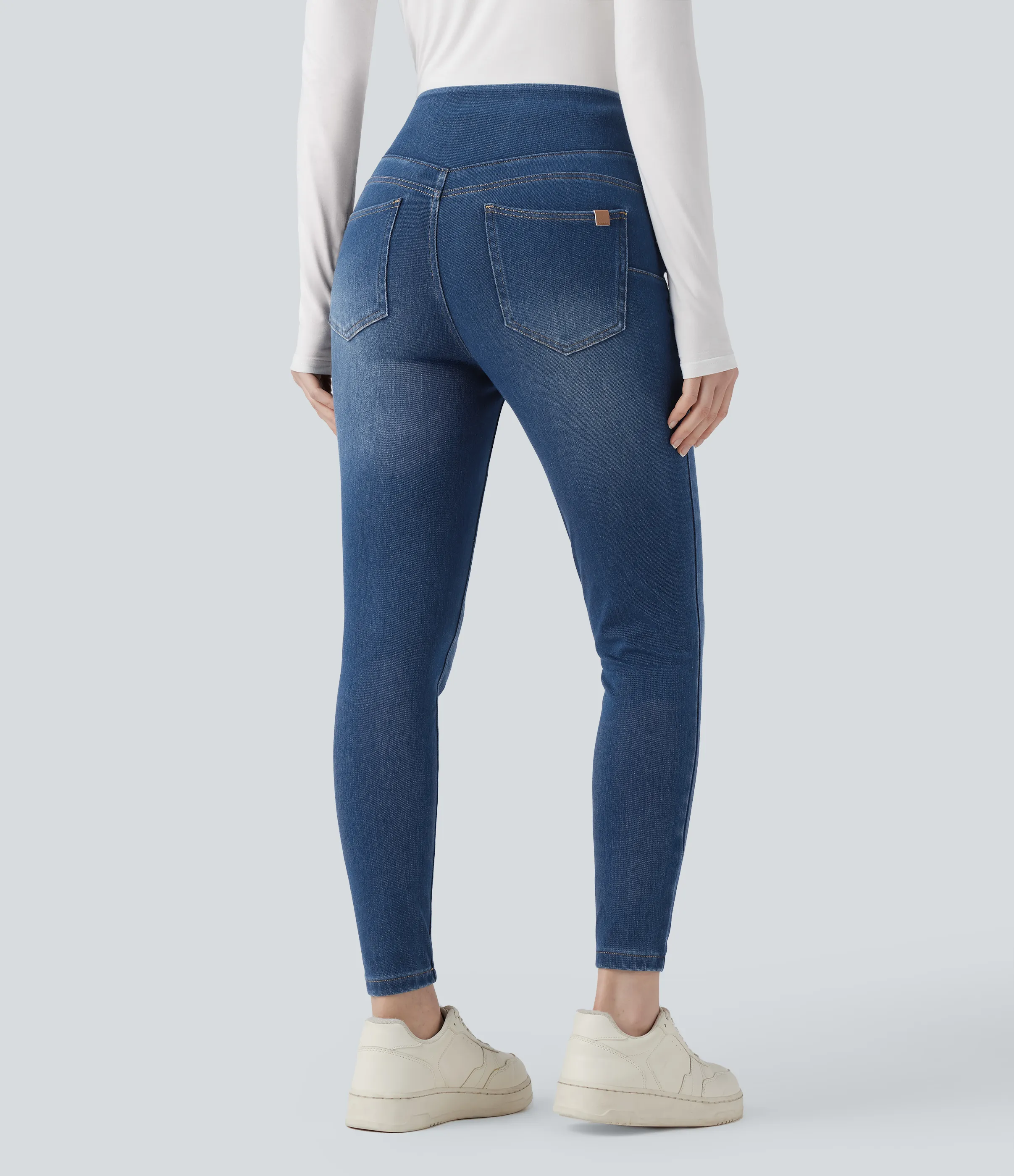 Halara Leggings casuales ajustados de mezclilla Halara Flex™ de tiro alto con control de abdomen y bolsillos de 7/8 - Estate Blue Denim - L(regular) sold by Halara product image thumbnail 3