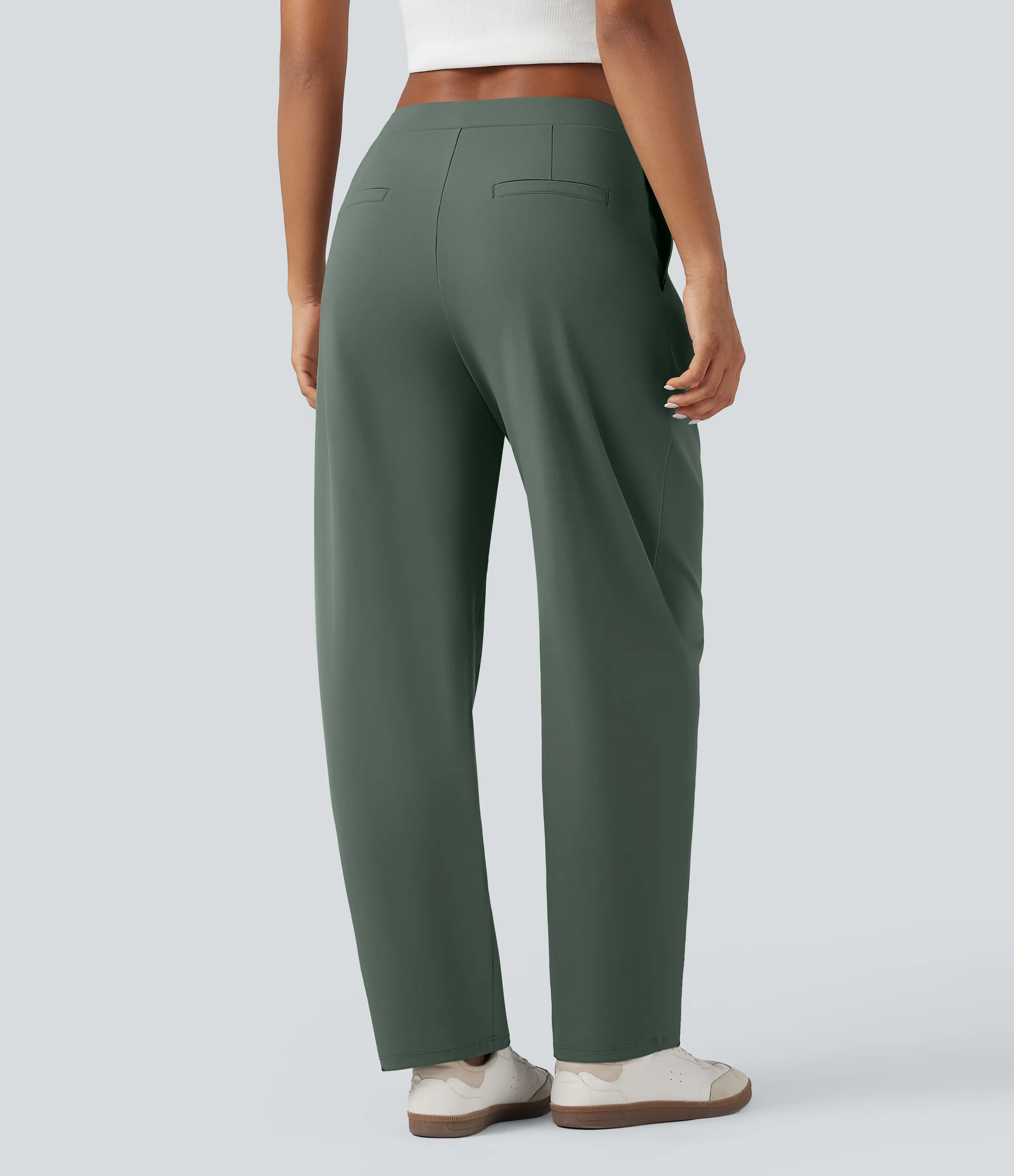 Halara Pantalones casuales asimétricos de tiro medio y cintura estrecha con bolsillos - Deep Aquamarine - XS(regular) sold by Halara product image thumbnail 3