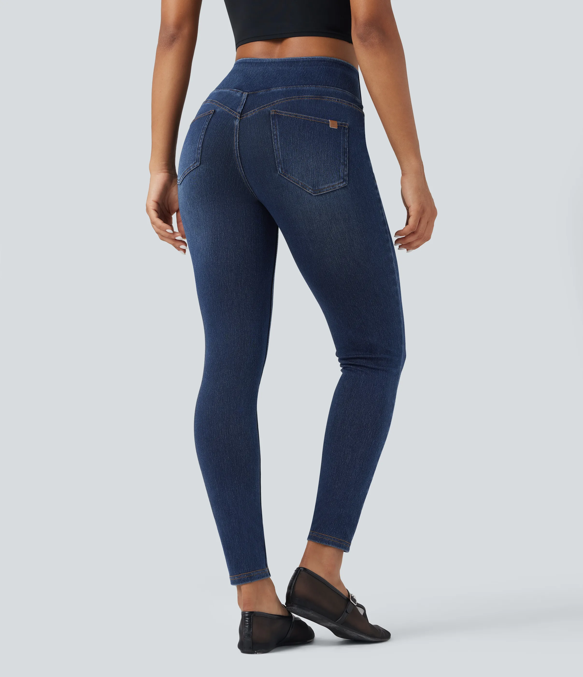 Halara Leggings casuales ajustados de mezclilla Halara Flex™ con control de abdomen y tiro alto con bolsillos - Estate Blue Denim - M(regular) sold by Halara product image thumbnail 3