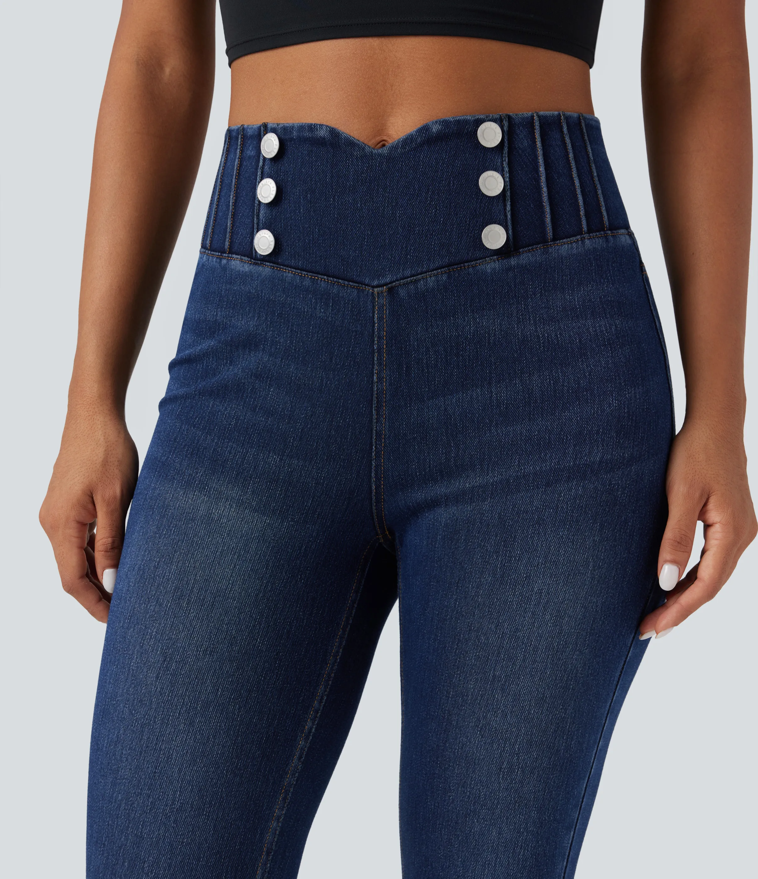 Halara Leggings casuales ajustados de mezclilla Halara Flex™ con control de abdomen y tiro alto con bolsillos - Estate Blue Denim - M(regular) sold by Halara product image thumbnail 5