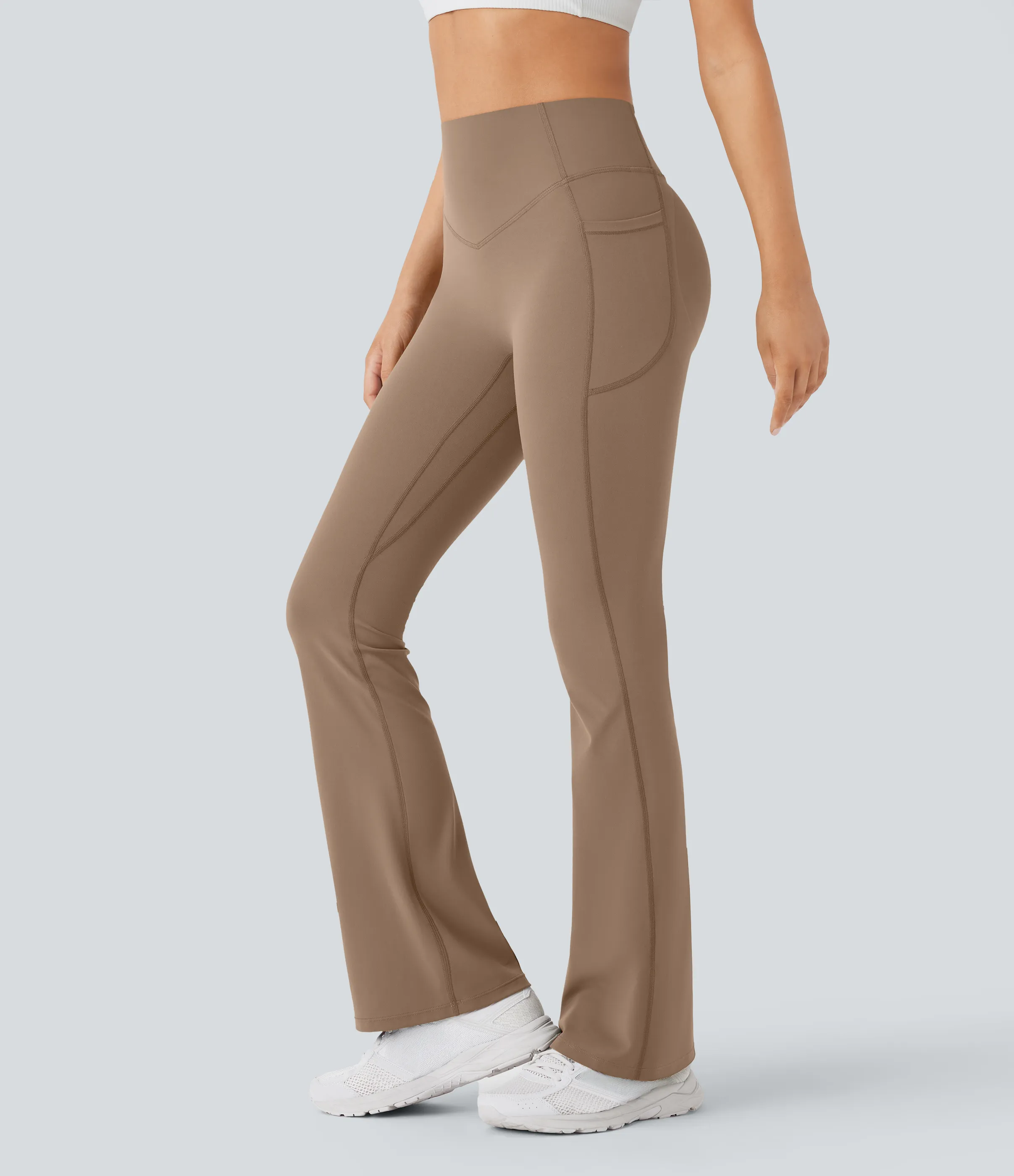 Halara Leggings SoCinched UltraSculpt Bootcut yoga tiro alto realce glúteo bolsillo lateral control abdomen moldeador - Woodsmoke - M(regular) sold by Halara product image thumbnail 2