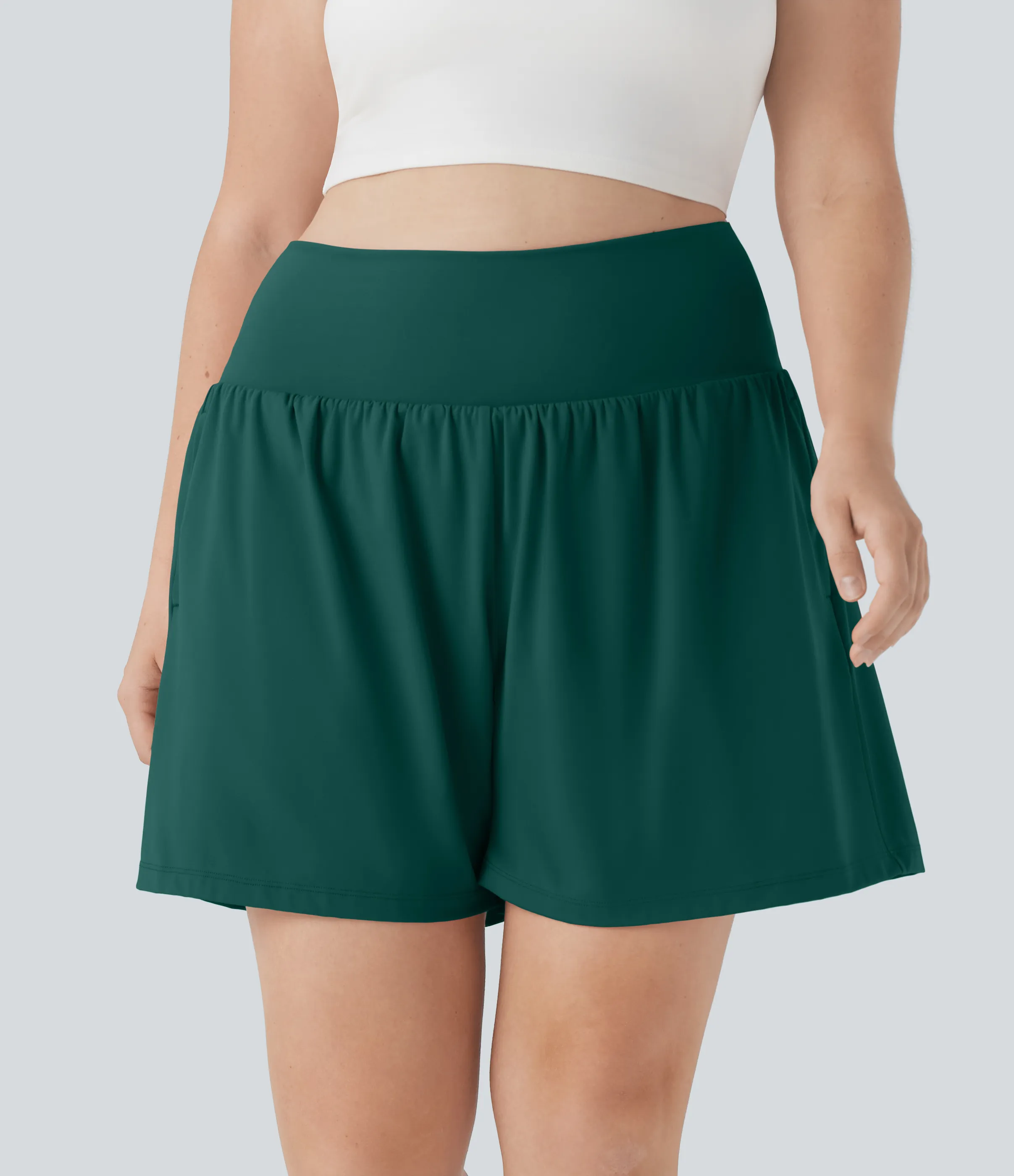 Halara Pantalón corto Softlyzero™ Airy yoga tiro alto 2 en 1 tacto fresco talla grande 17.5 cm bolsillo - Forest Biome - 2X sold by Halara product image thumbnail 4