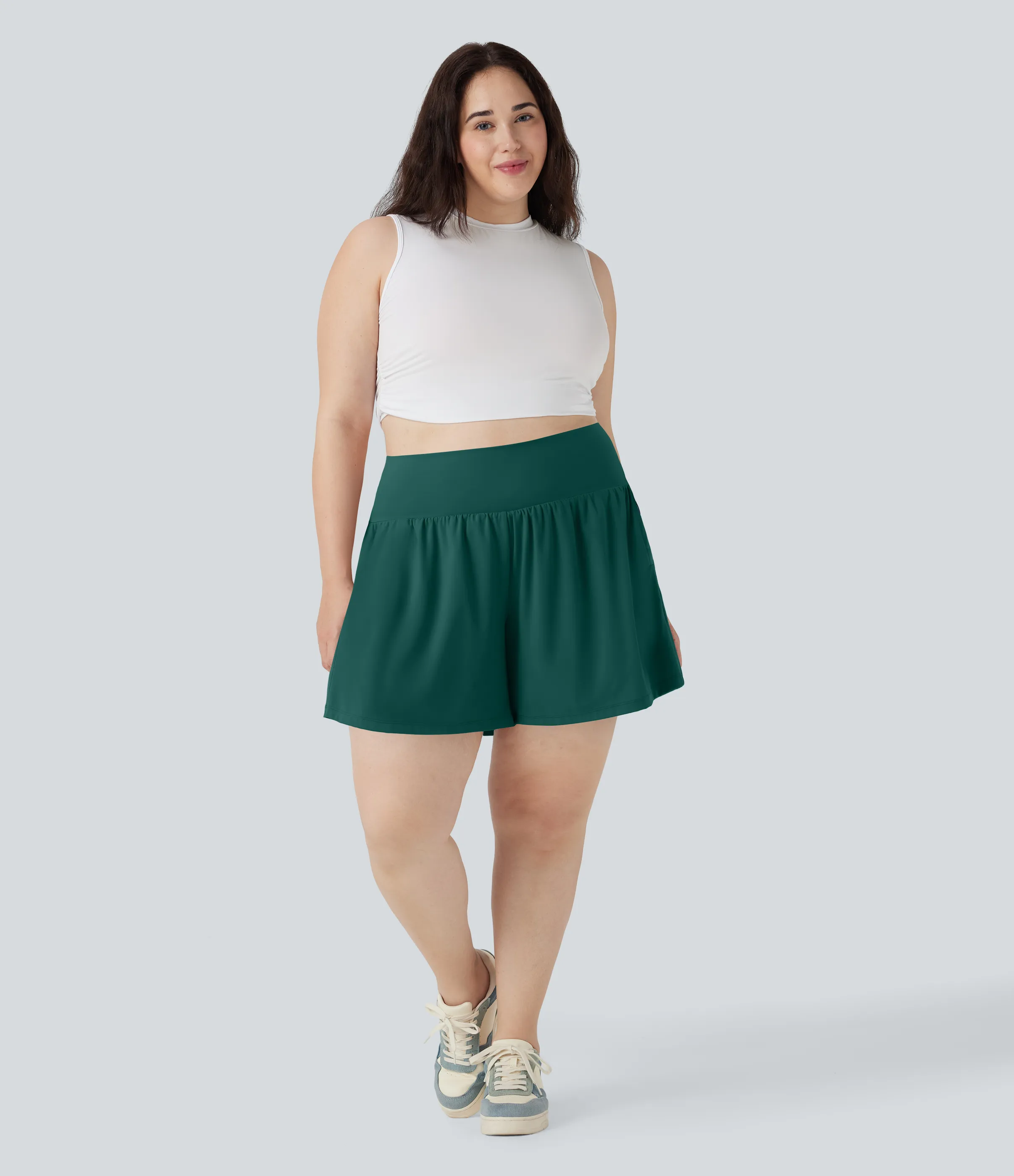 Halara Pantalón corto Softlyzero™ Airy yoga tiro alto 2 en 1 tacto fresco talla grande 17.5 cm bolsillo - Forest Biome - 2X sold by Halara product image thumbnail 5