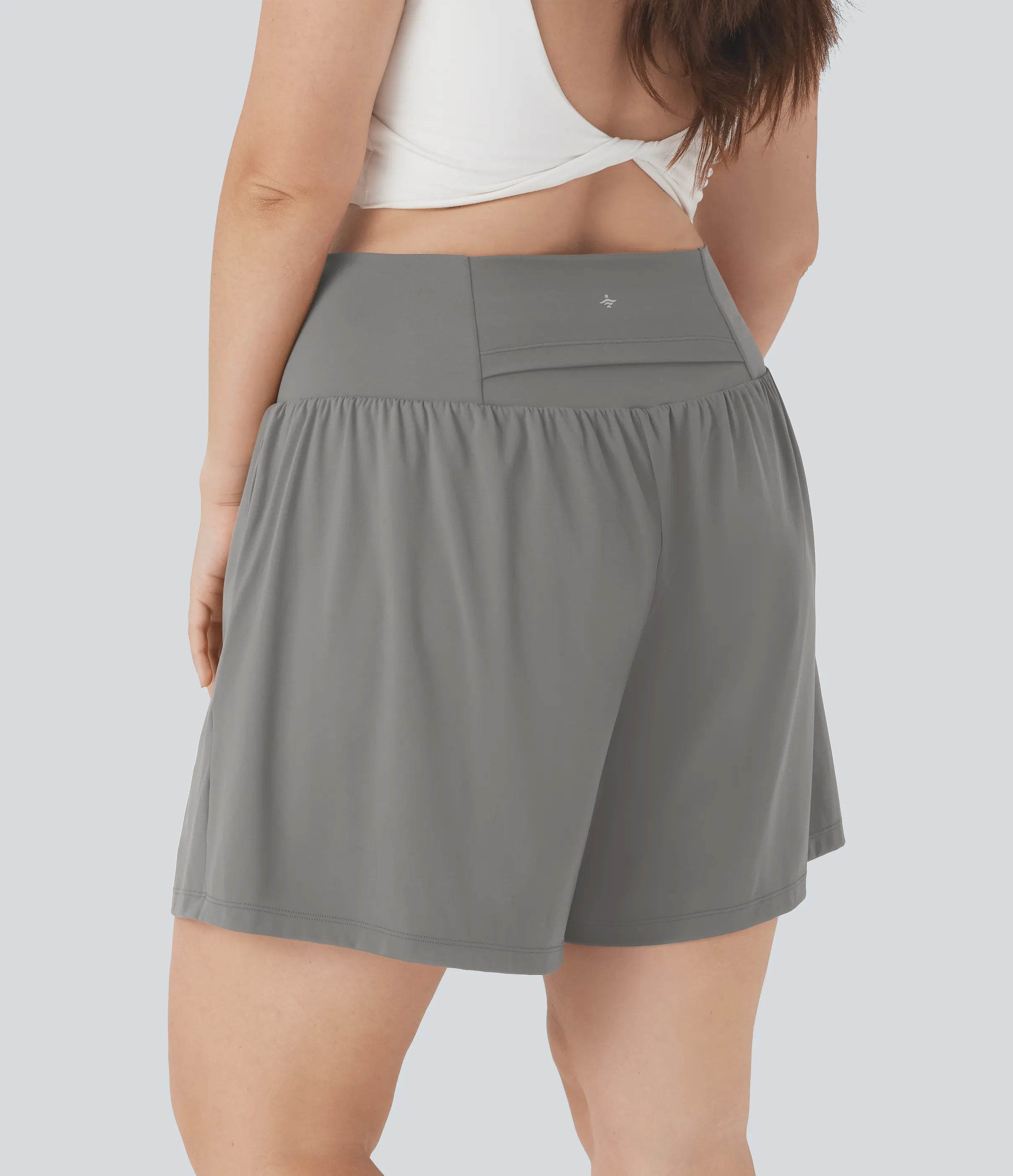 Halara Pantalón corto Softlyzero™ Airy yoga tiro alto 2 en 1 tacto fresco talla grande 17.5 cm bolsillo - Steeple Gray - 1X sold by Halara product image thumbnail 3