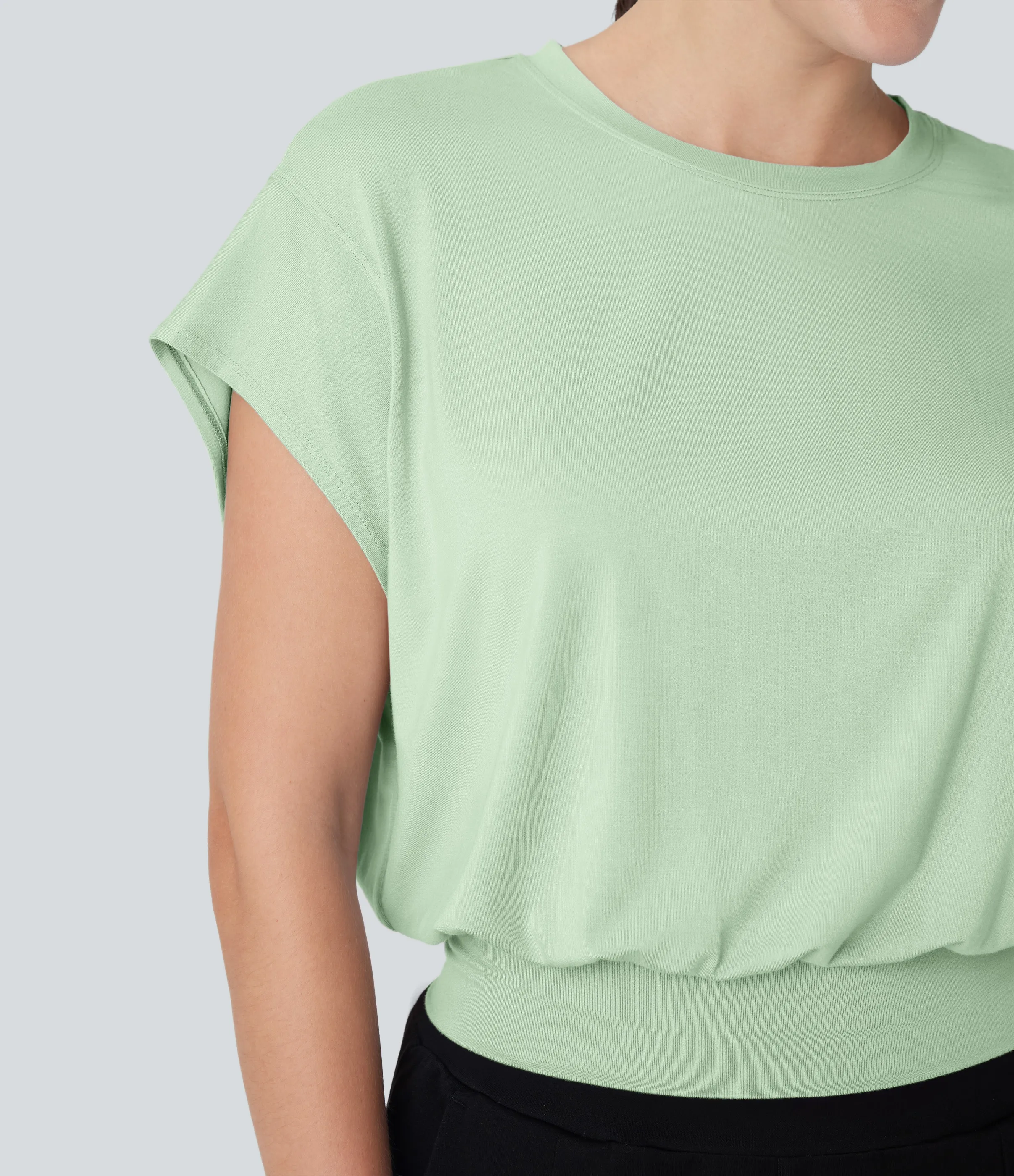 Halara Camiseta de oficina de manga corta de murciélago con cuello redondo - Spray - XS sold by Halara product image thumbnail 5