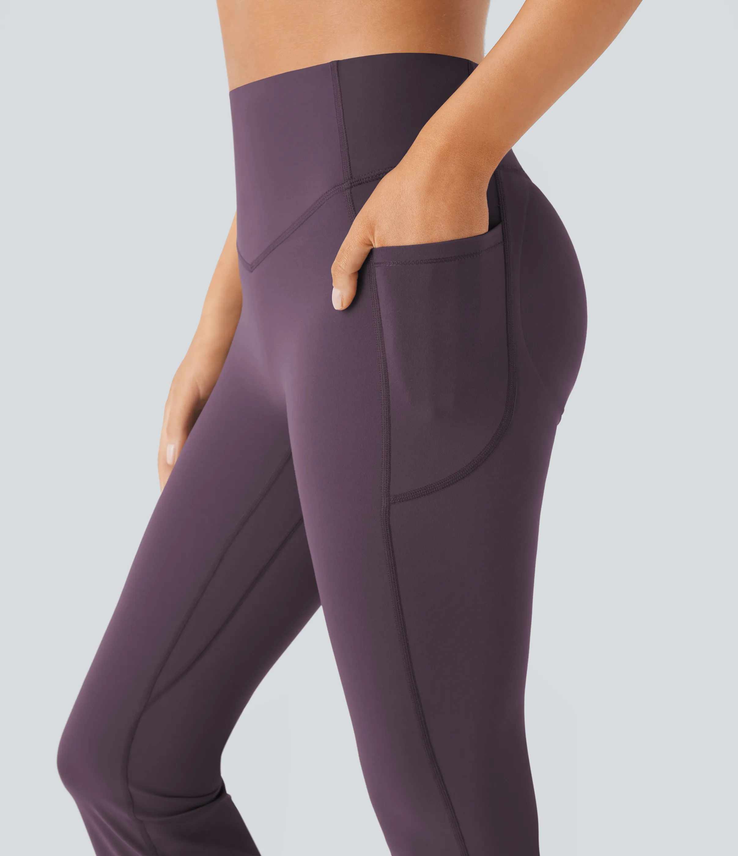 Halara Leggings SoCinched UltraSculpt Bootcut yoga tiro alto realce glúteo bolsillo lateral control abdomen moldeador - Night's Purple - XS(tall) sold by Halara product image thumbnail 5