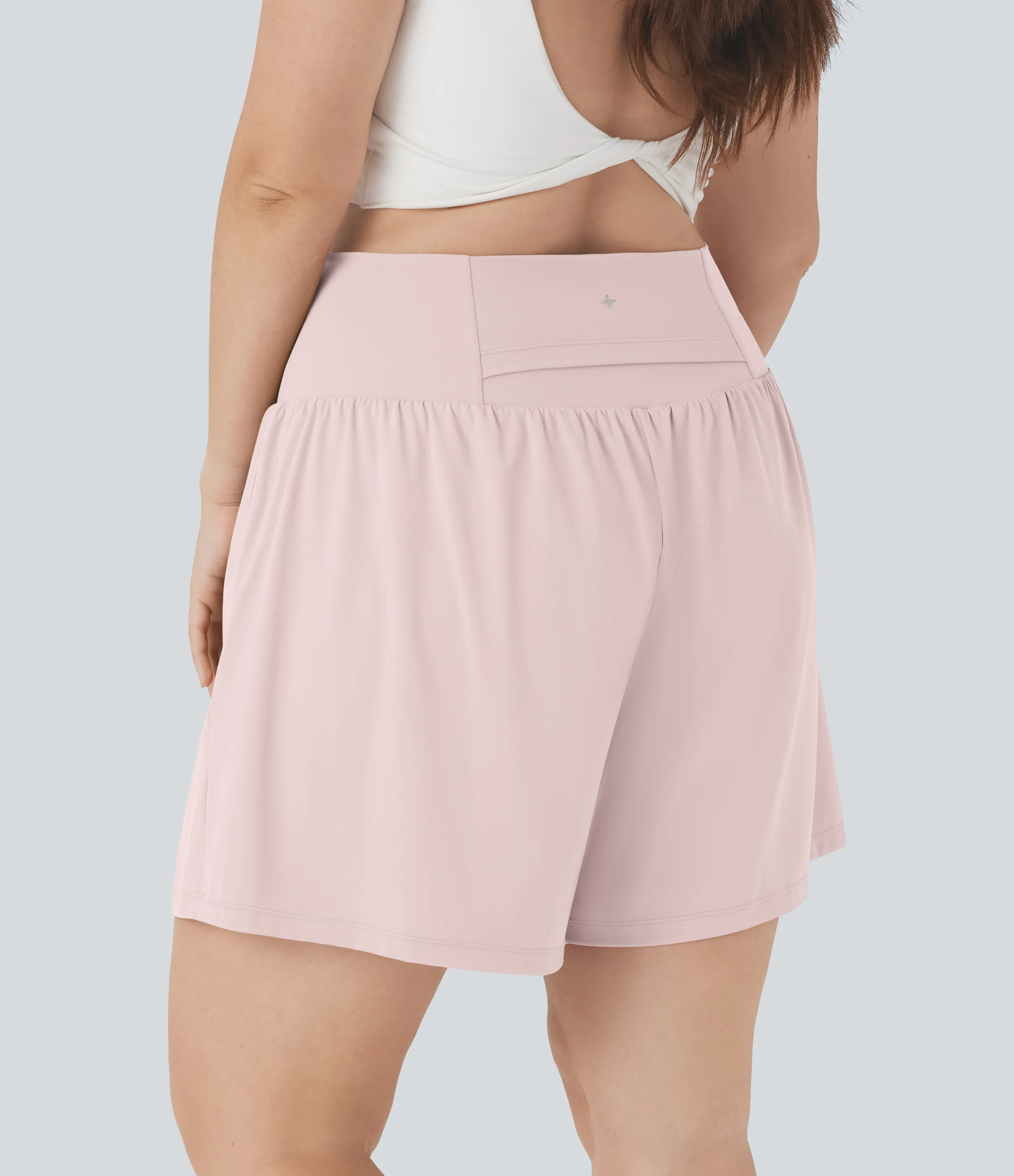 Halara Pantalón corto Softlyzero™ Airy yoga tiro alto 2 en 1 tacto fresco talla grande 17.5 cm bolsillo - Pale Lilac - 1X sold by Halara product image thumbnail 3