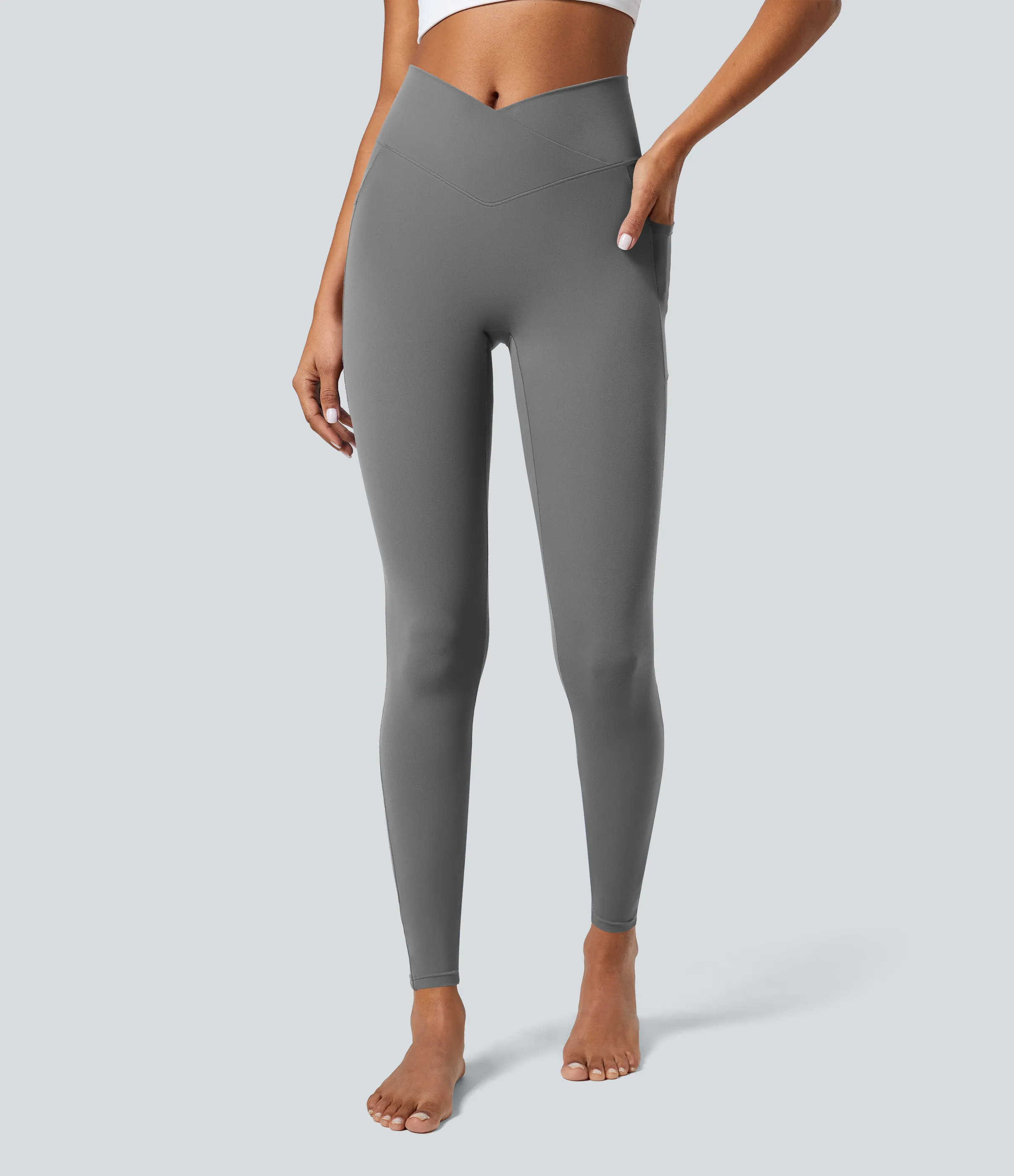 Halara Leggings Softlyzero™ liso bolsillo cruzado - Steel Gray - L(full_length) sold by Halara product image thumbnail 2