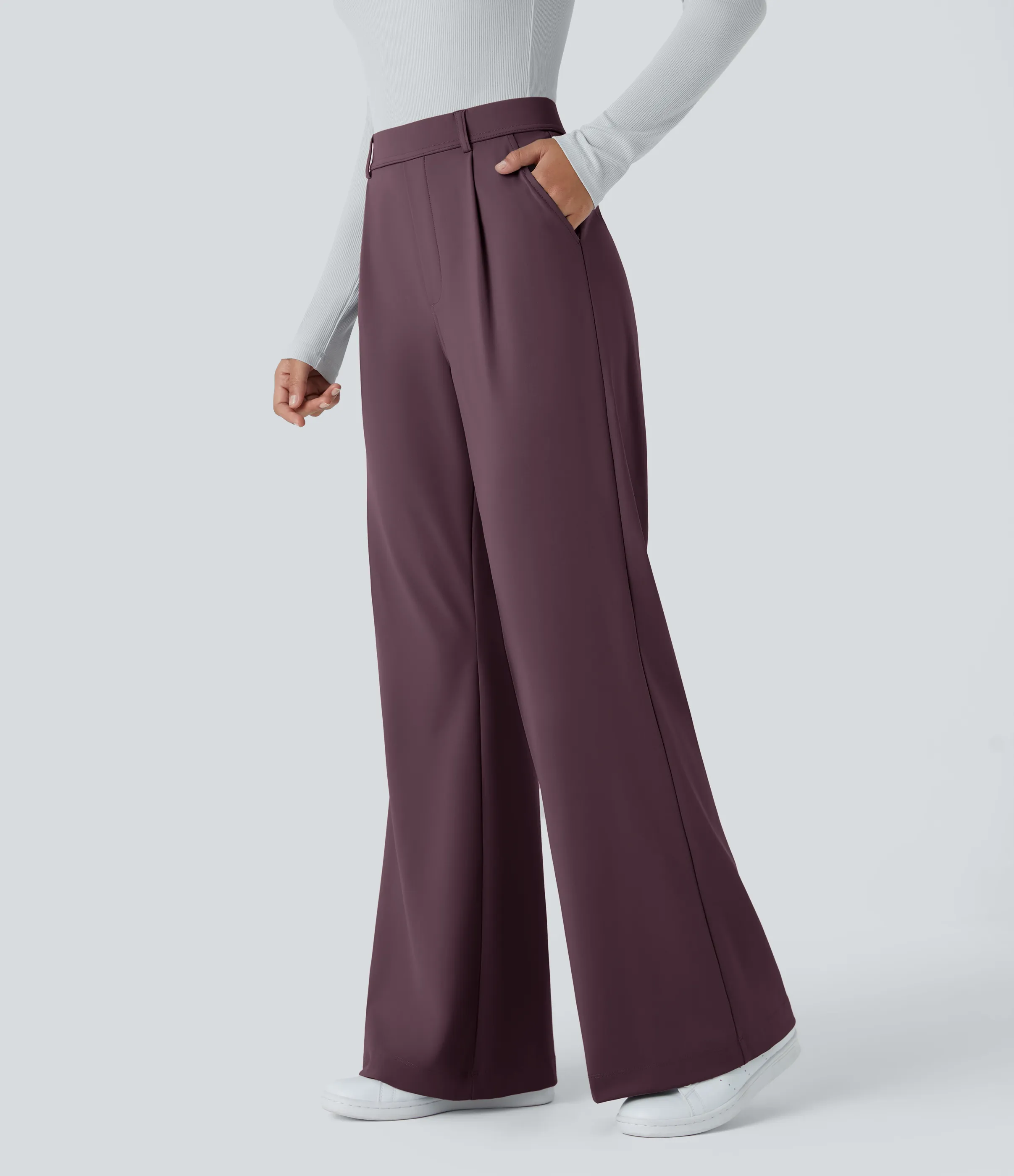 Halara Pantalón oficina acampanado bolsillo lateral tiro alto - Dusky Evening purple - XL(tall) sold by Halara product image thumbnail 4