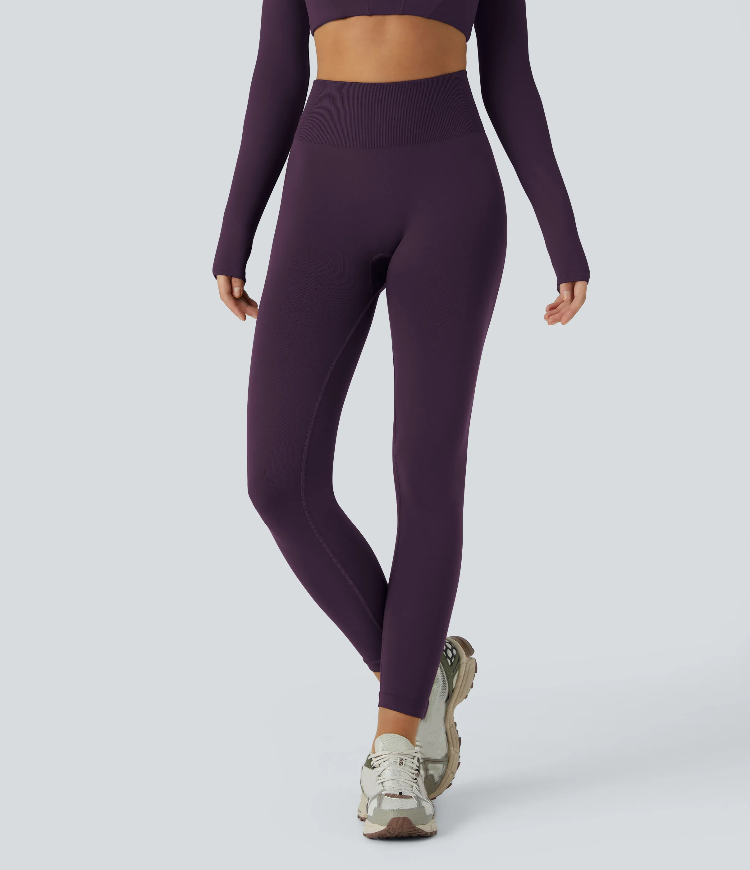 Halara Leggings yoga tiro medio control abdomen realce glúteo 7/8 sin costura - Blackberry Cordial - S(full_length) sold by Halara product image thumbnail 4