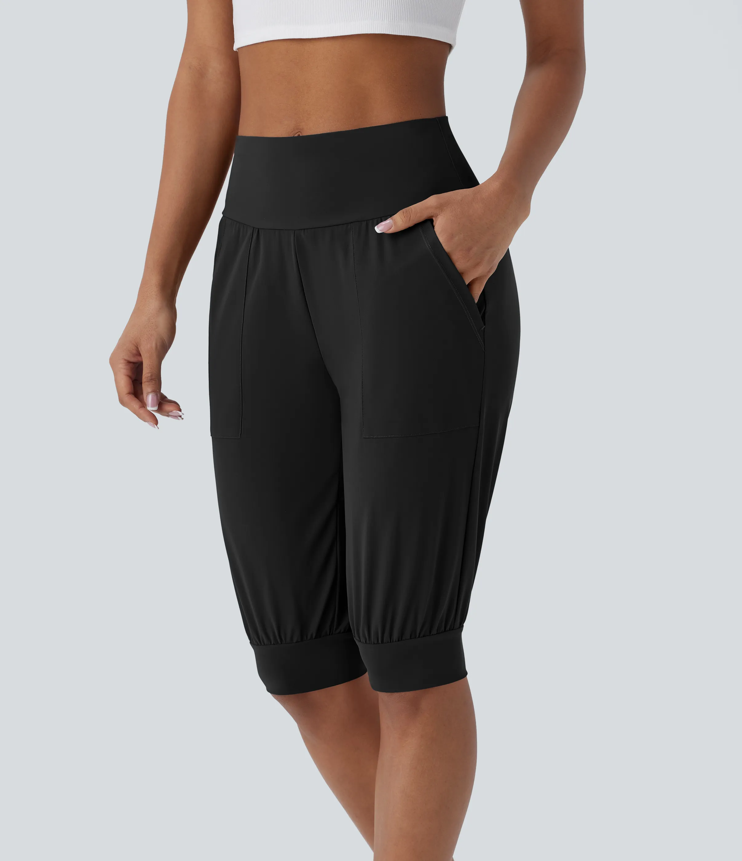 Halara Pantalón corto tiro alto bolsillo lateral - Black - M sold by Halara product image thumbnail 4