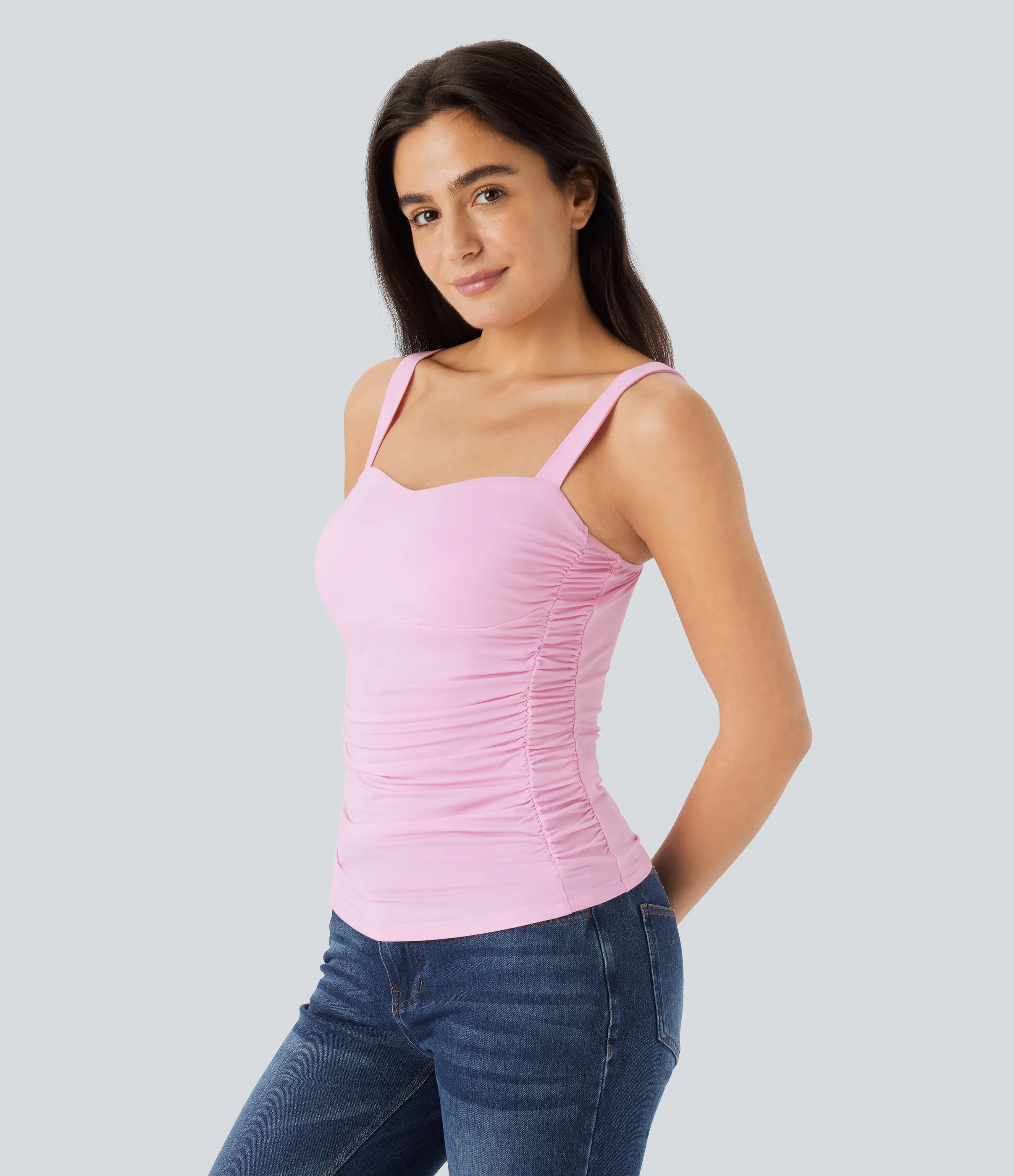 Halara Top sin mangas sin espalda fruncido - Pink Lady - XL sold by Halara product image thumbnail 4