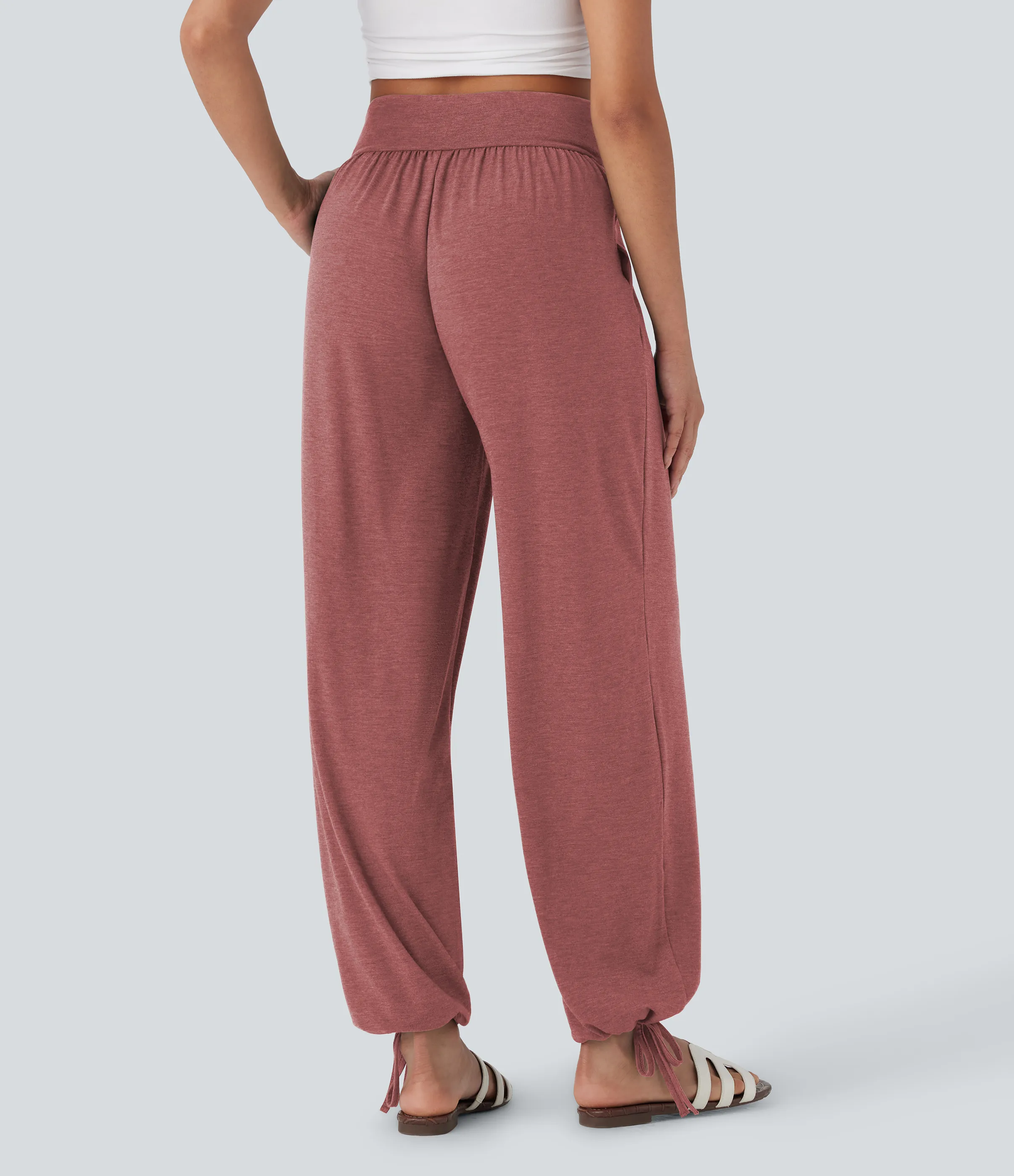 Halara Pantalón deportivo tiro alto bolsillo lateral cordón ajustable - Brick Red Mix - S(regular) sold by Halara product image thumbnail 3