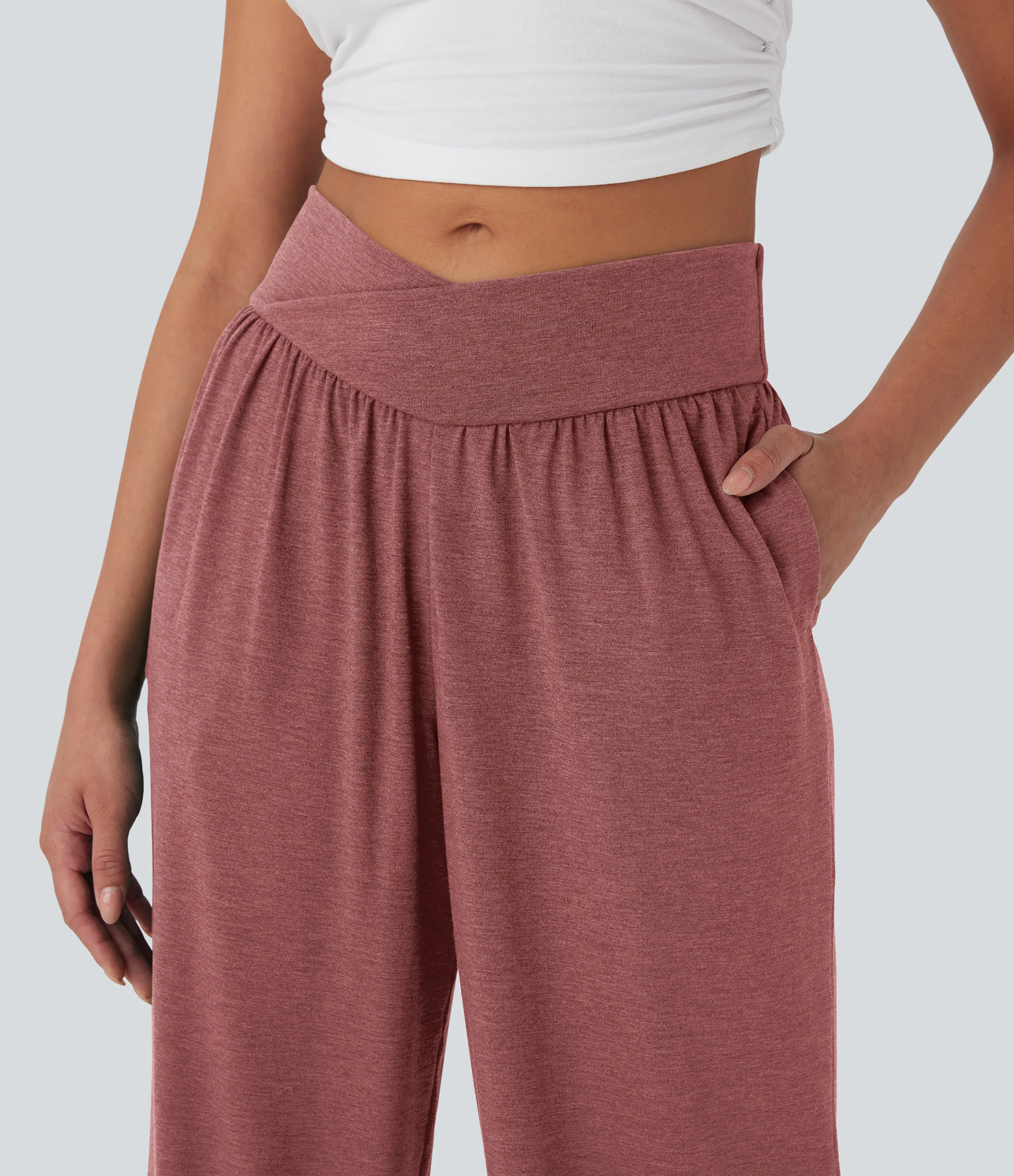 Halara Pantalón deportivo tiro alto bolsillo lateral cordón ajustable - Brick Red Mix - S(regular) sold by Halara product image thumbnail 5