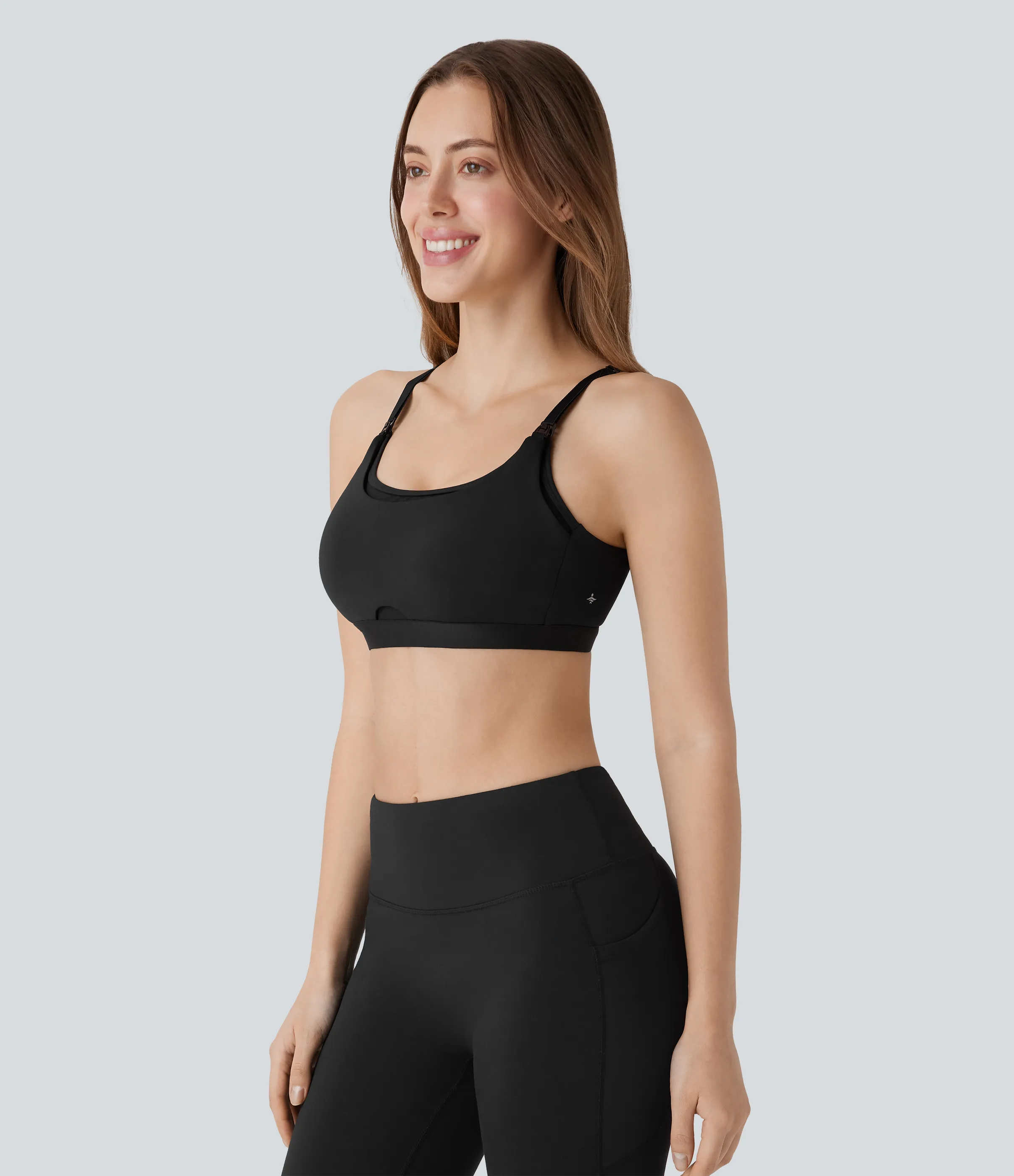 Halara Brasier deportivo SpeedWave™ para lactancia de secado rápido y sujeción media con gancho ajustable en copas A-C - Black - S sold by Halara product image thumbnail 4